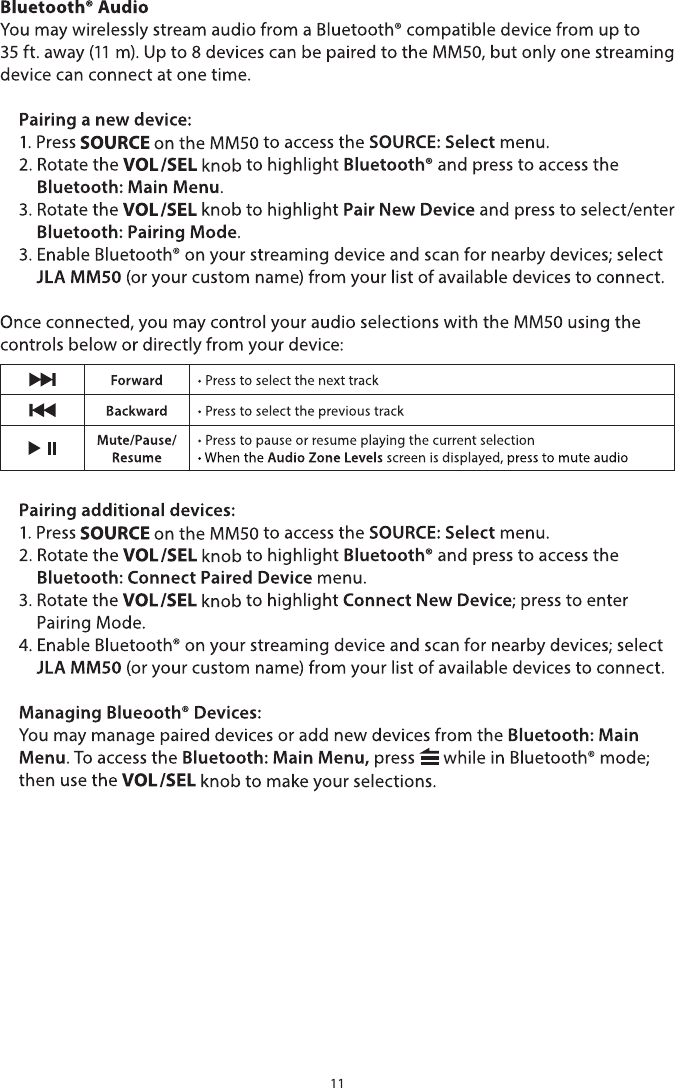 Page 11 of JL Audio MM50 Marine Audio Controller User Manual                    LP0102001181 A1