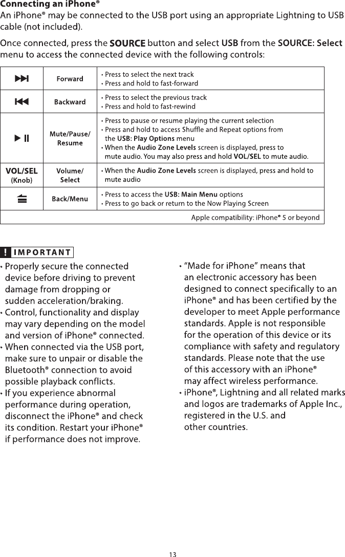 Page 13 of JL Audio MM50 Marine Audio Controller User Manual                    LP0102001181 A1