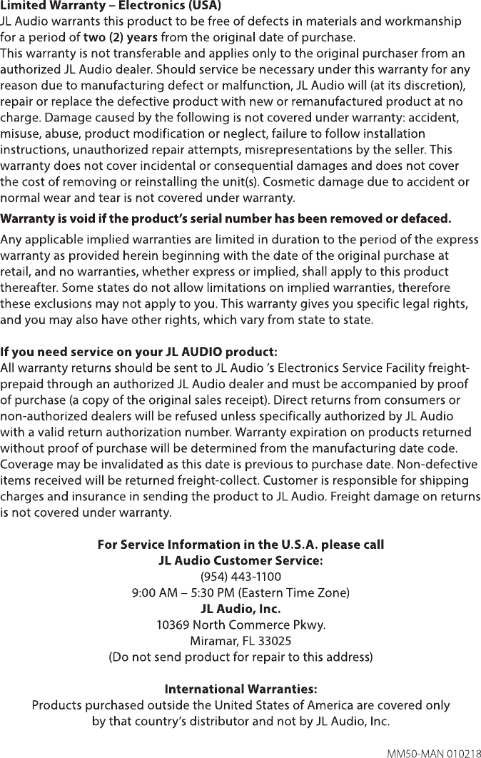 JL Audio MM50 Marine Audio Controller User Manual LP0102001181 A1