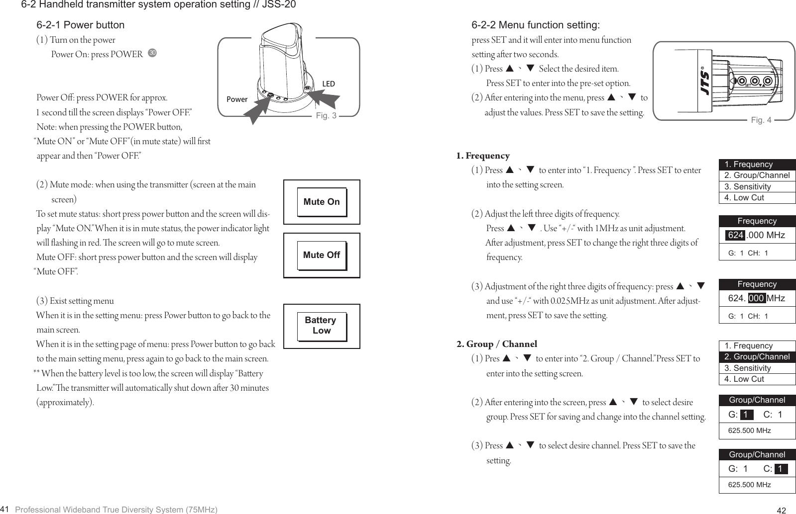 Page 24 of JTS PROFESSIONAL JSS-20 UHF PLL Handheld Transmitter User Manual 