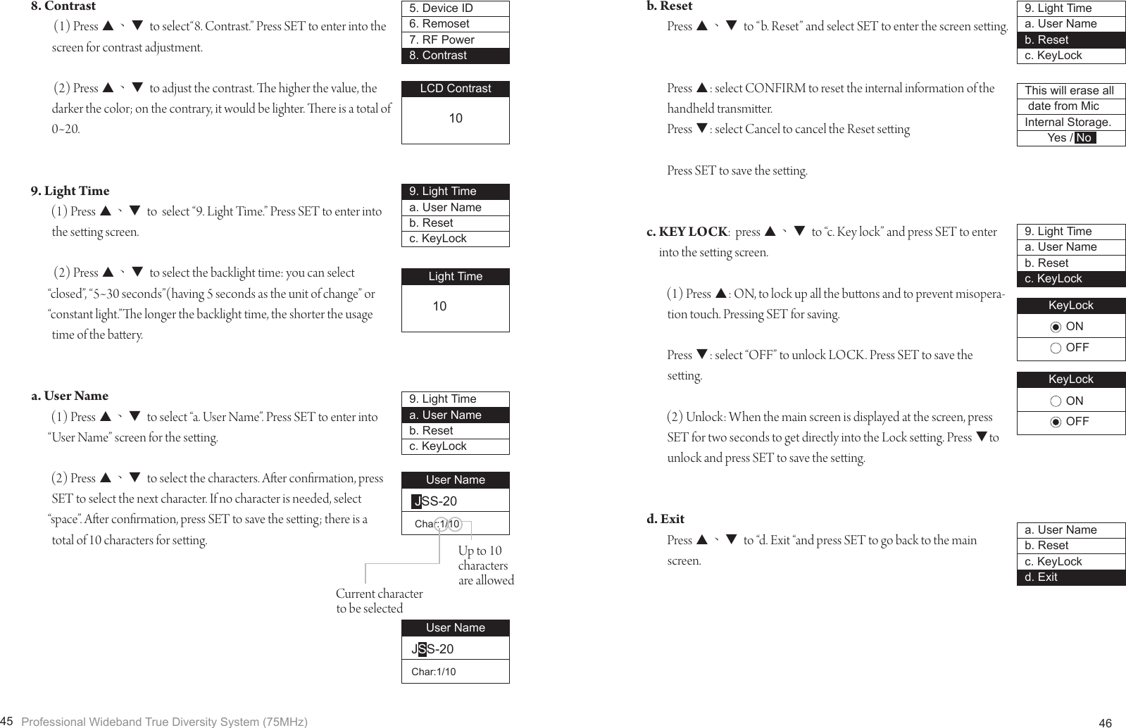Page 26 of JTS PROFESSIONAL JSS-20 UHF PLL Handheld Transmitter User Manual 