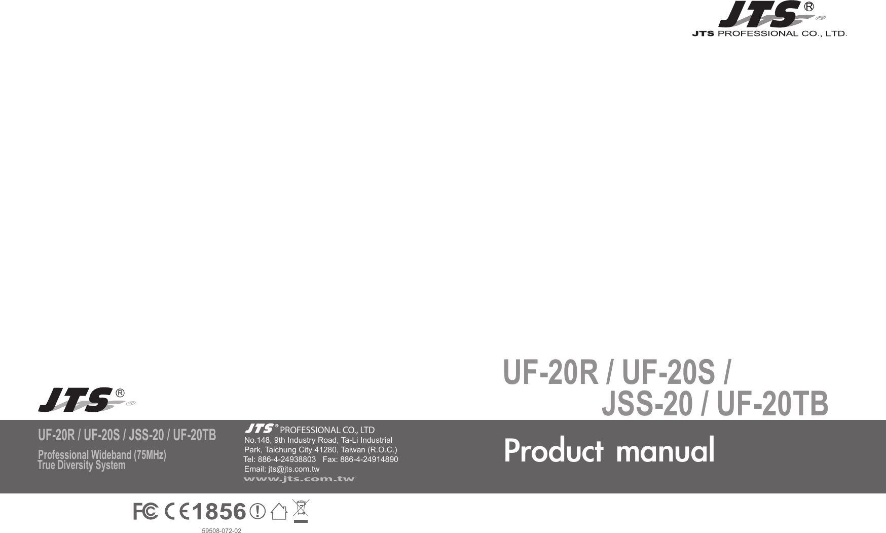 Page 2 of JTS PROFESSIONAL UF-20R20S Wireless Microphone Receiver User Manual 