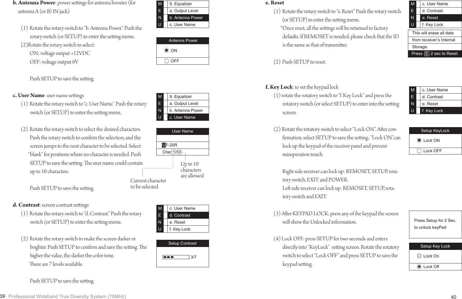 Page 23 of JTS PROFESSIONAL UF-20TB UHF PLL Body-Pack Transmitter User Manual 