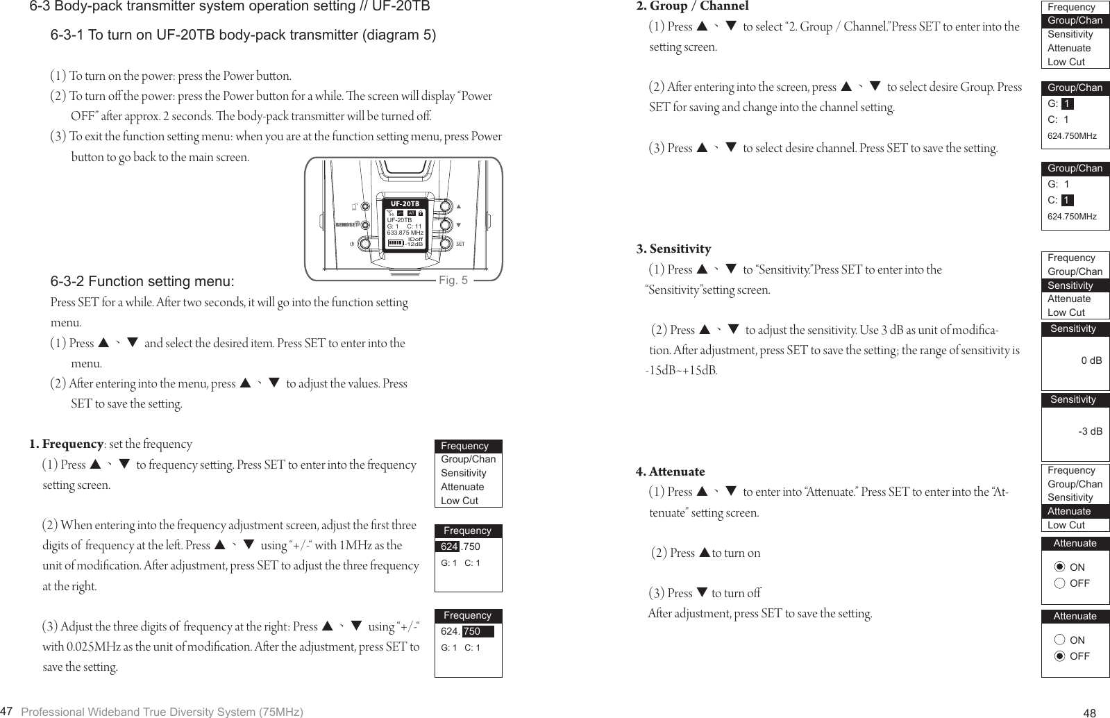 Page 27 of JTS PROFESSIONAL UF-20TB UHF PLL Body-Pack Transmitter User Manual 