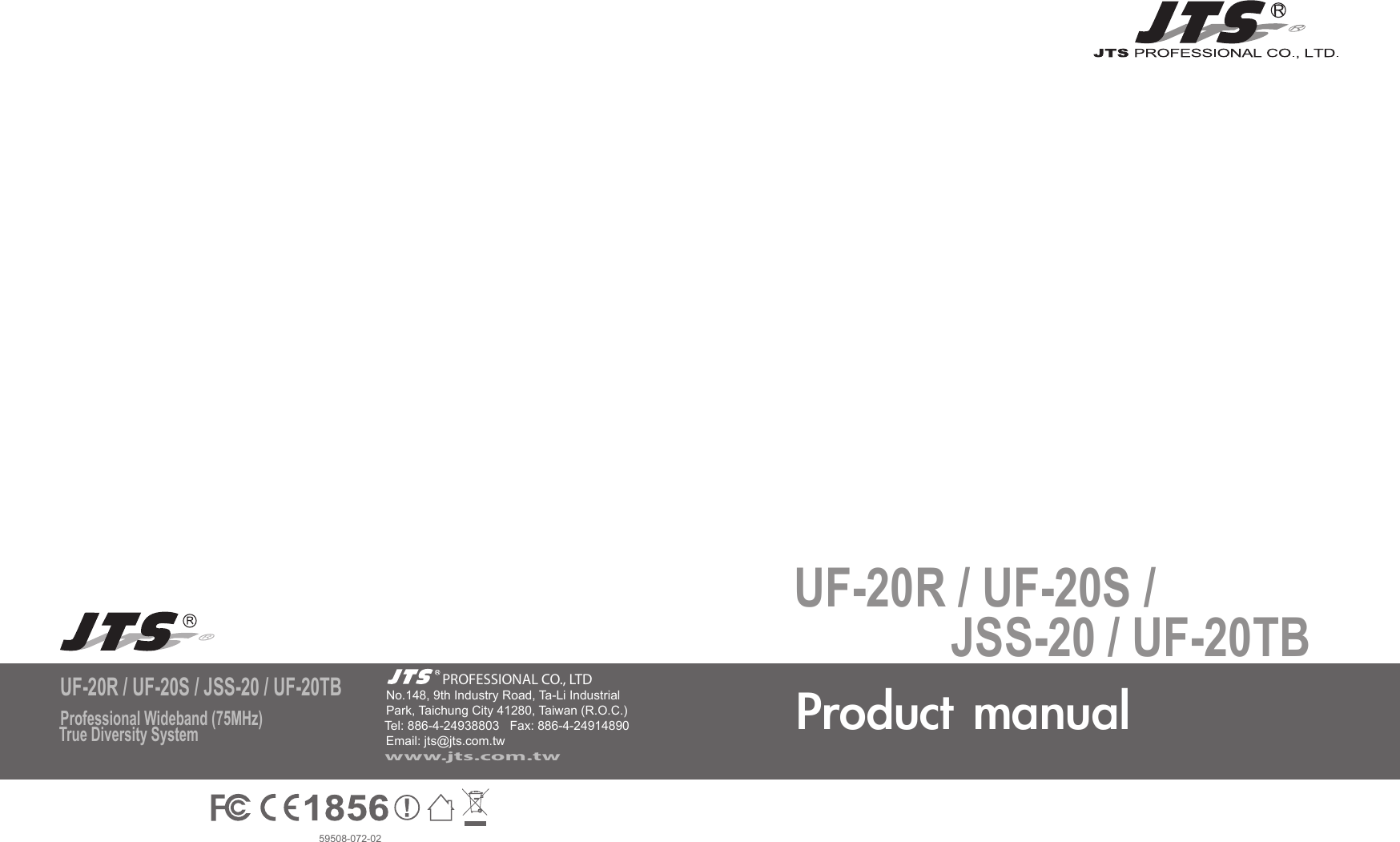 Page 2 of JTS Professional Co UF-20TB UHF PLL Body-Pack Transmitter User Manual 