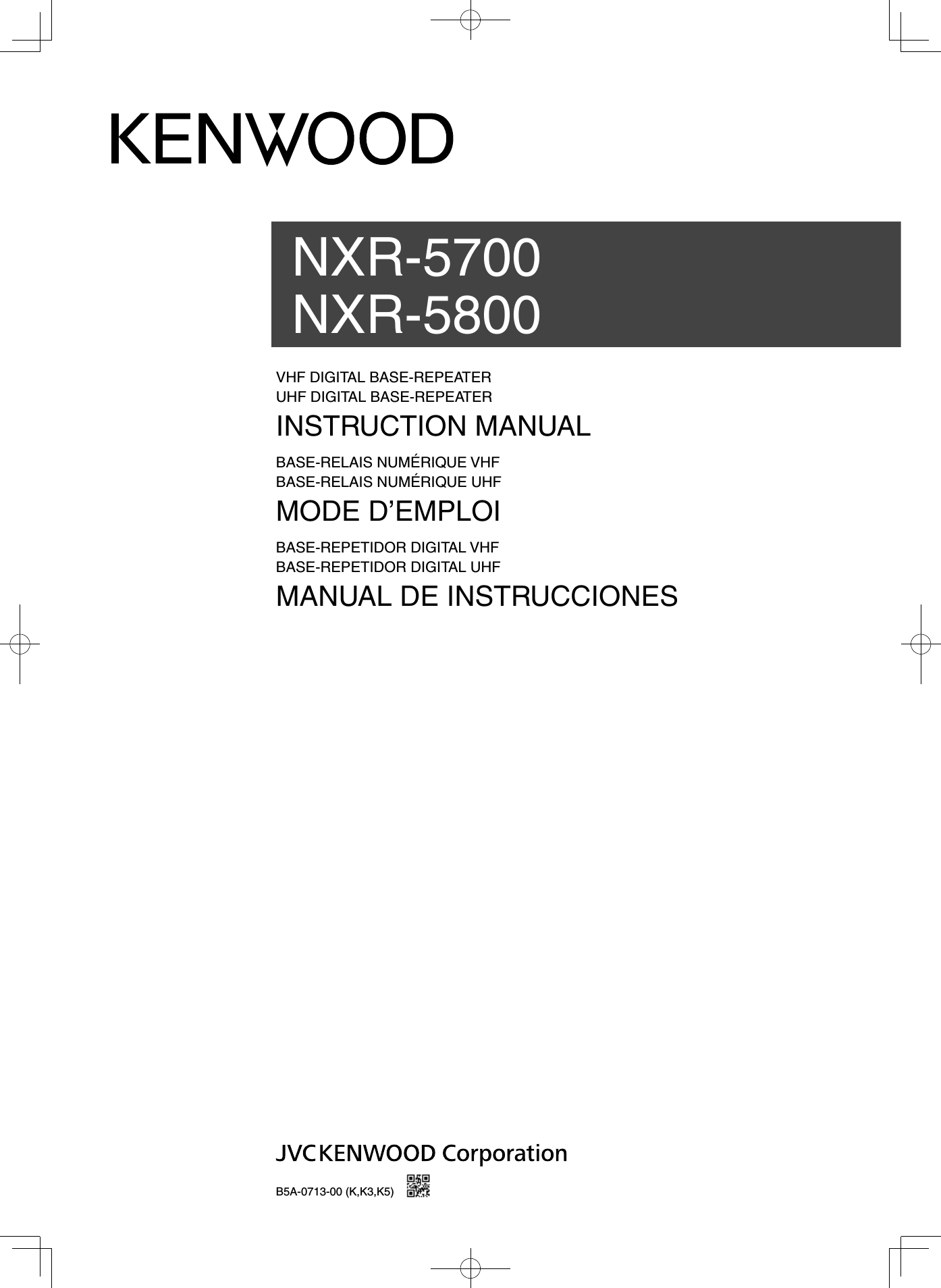 JVC KENWOOD 474600 UHF Digital Base Repeater User Manual NXR 5700 5800