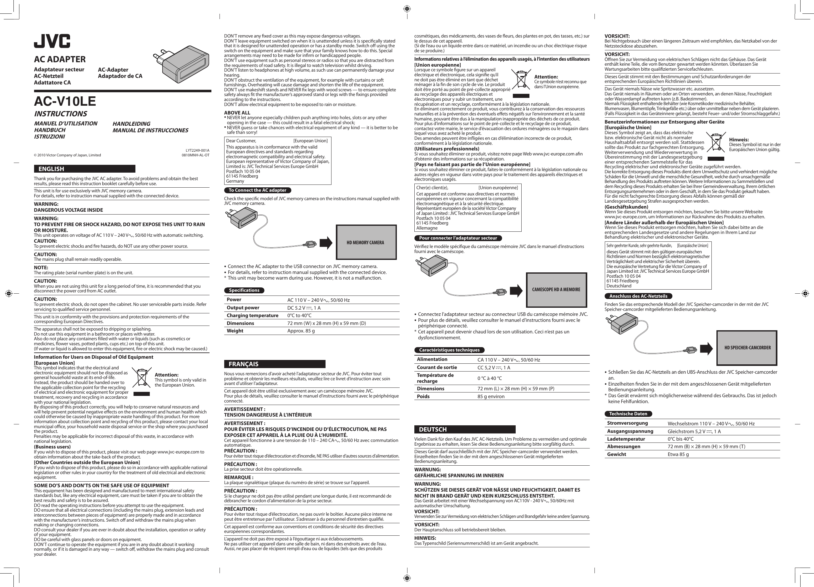 Jvc Ac V10le User Manual Lyt2249 001a