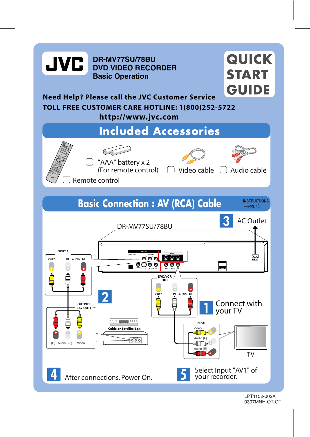 Page 1 of 6 - JVC DR-MV77SUS RC205H-JM-QSG User Manual Other LPT1152-002A