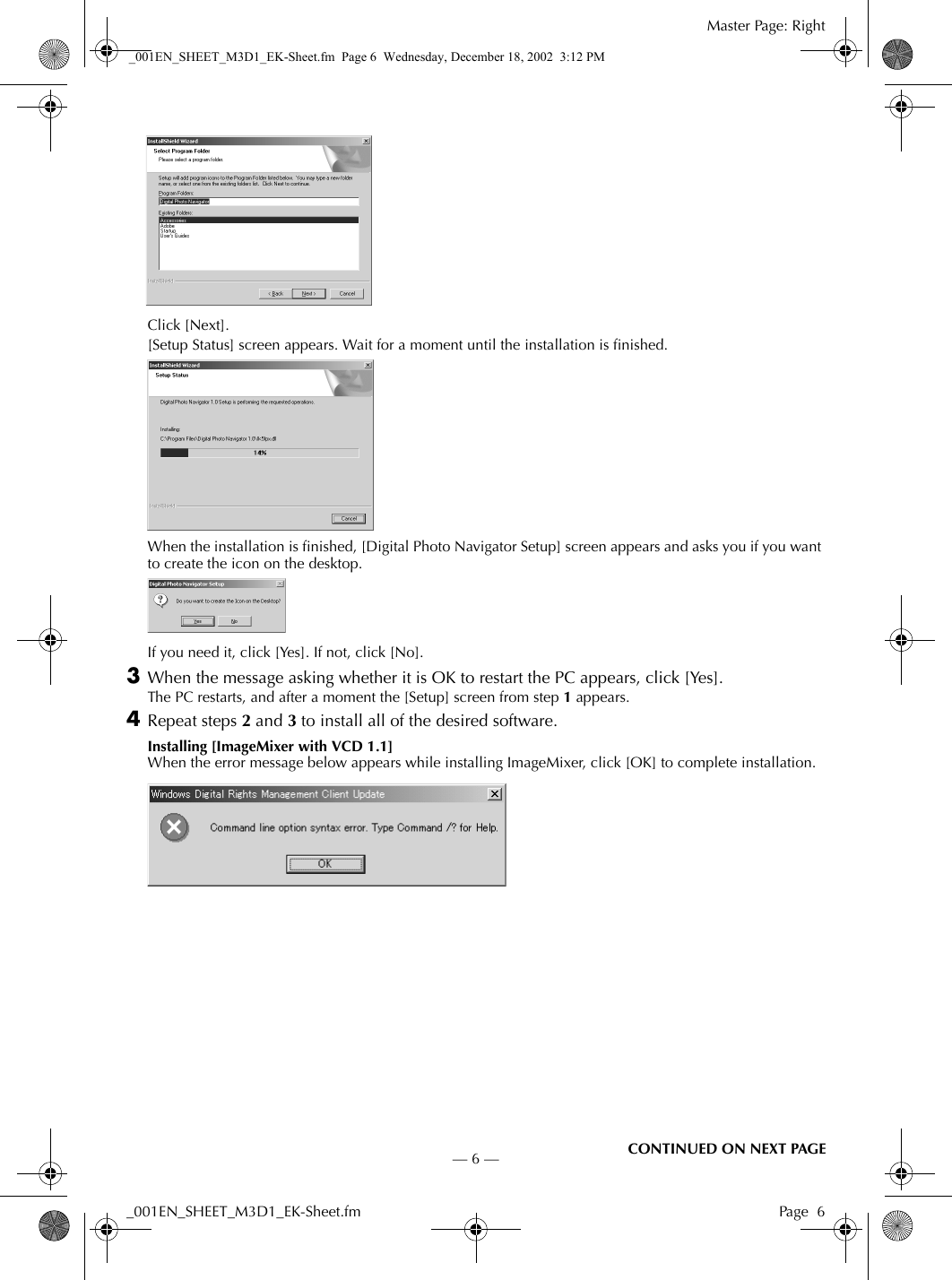 Page 6 of 8 - JVC GR-D21EK+(Install) _001EN_SHEET_M3D1_EK-Sheet User Manual GR-D21EK (Install), GR-D31EK (Install) LYT1135-001A