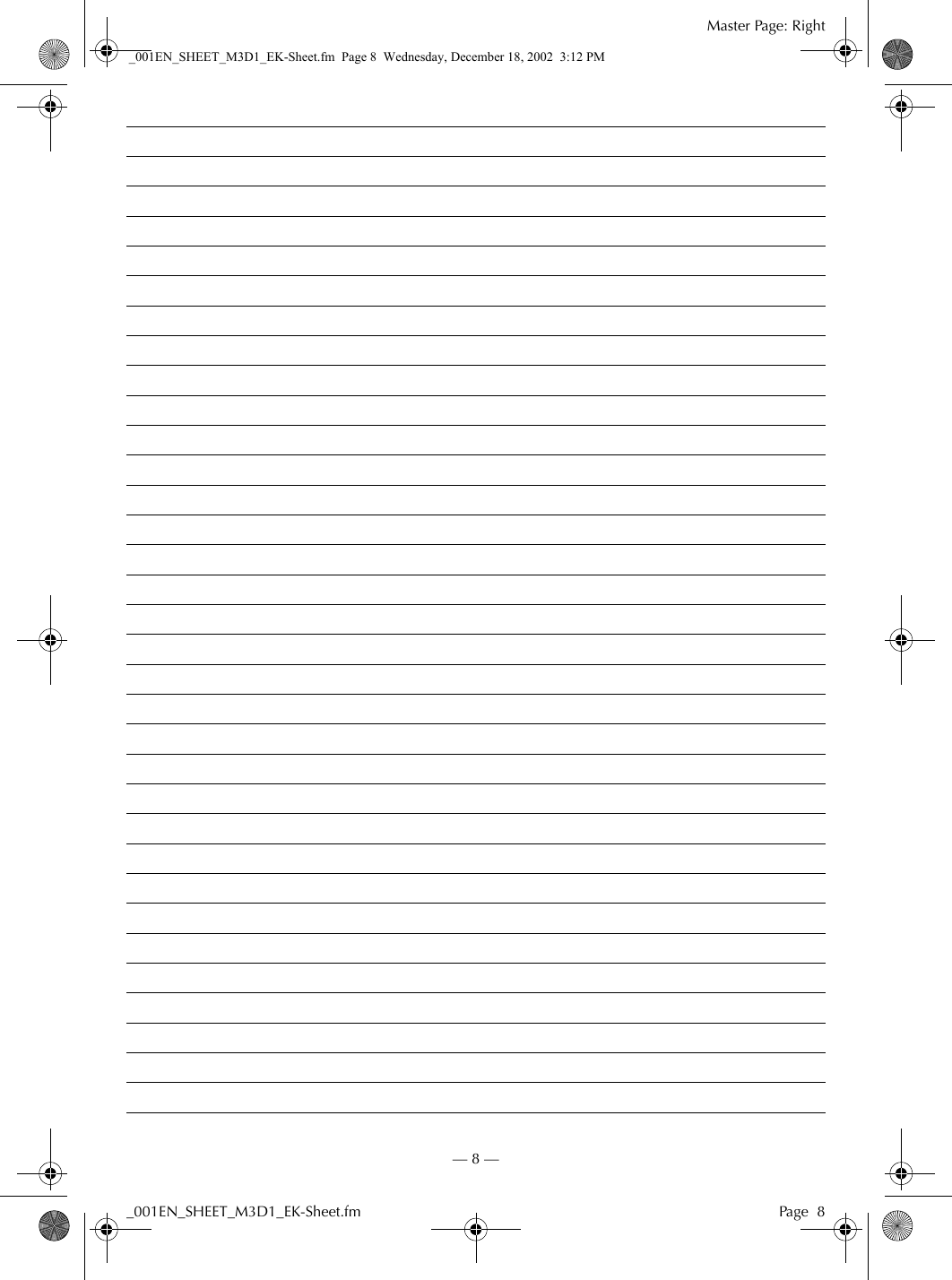 Page 8 of 8 - JVC GR-D21EK+(Install) _001EN_SHEET_M3D1_EK-Sheet User Manual GR-D21EK (Install), GR-D31EK (Install) LYT1135-001A