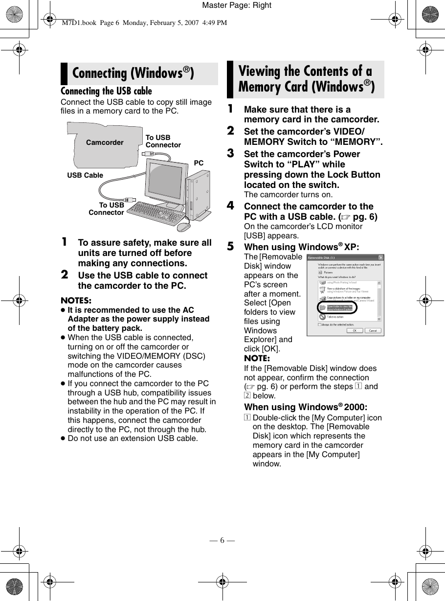 Page 6 of 12 - JVC GR-D770AAM M7D1 User Manual LYT1642-006A-