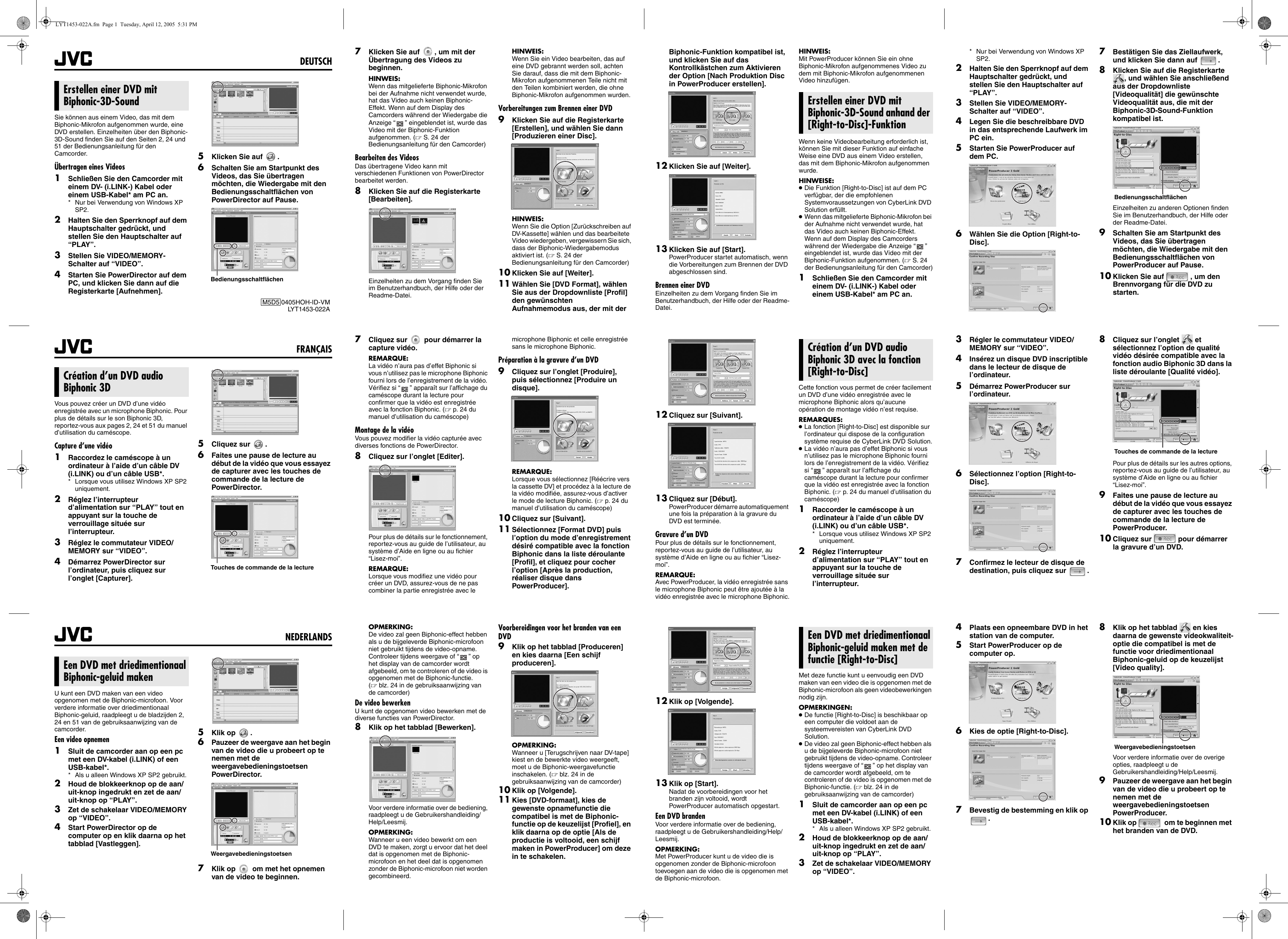 Page 1 of 2 - JVC GR-DF470EX M5D5 (Biphonic) User Manual GR-DF470EX, GR-DF570EX LYT1453-022A