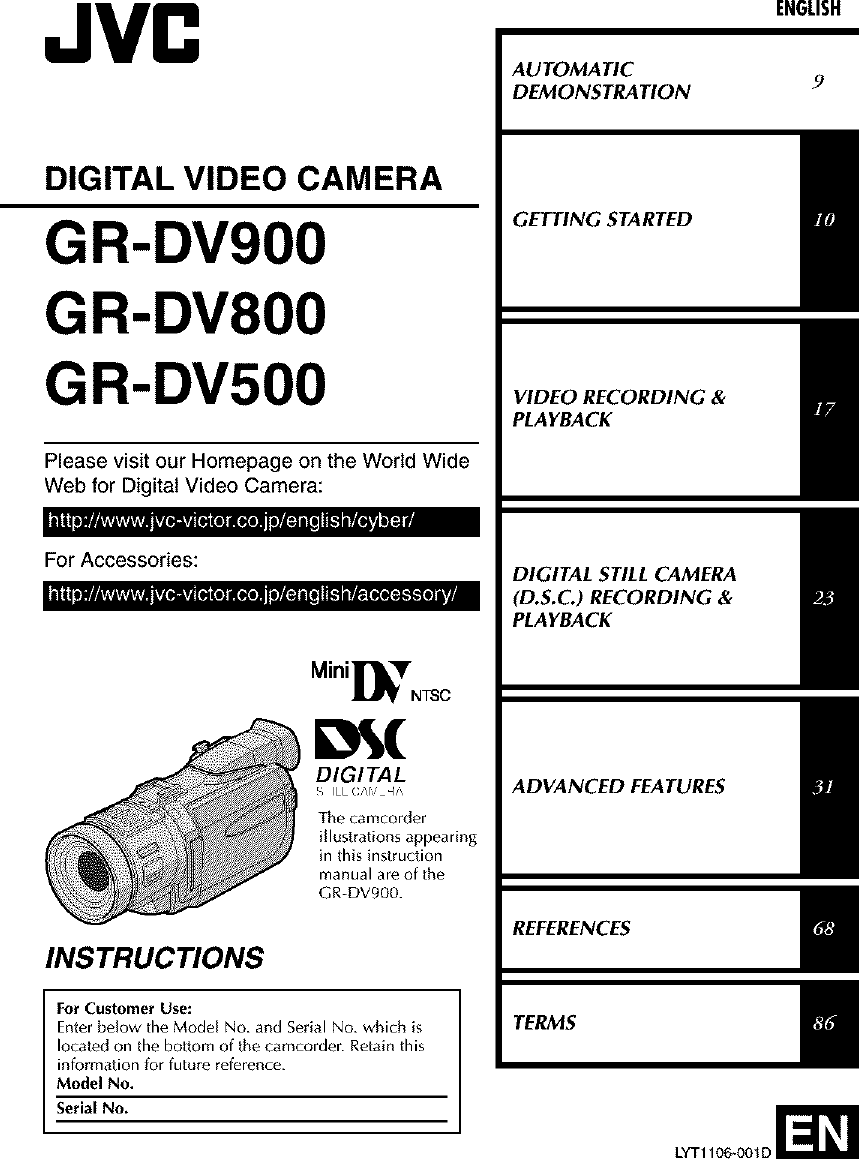 JVC GR DV500U User Manual DIGITAL VIDEO CAMERA Manuals And Guides L0306136