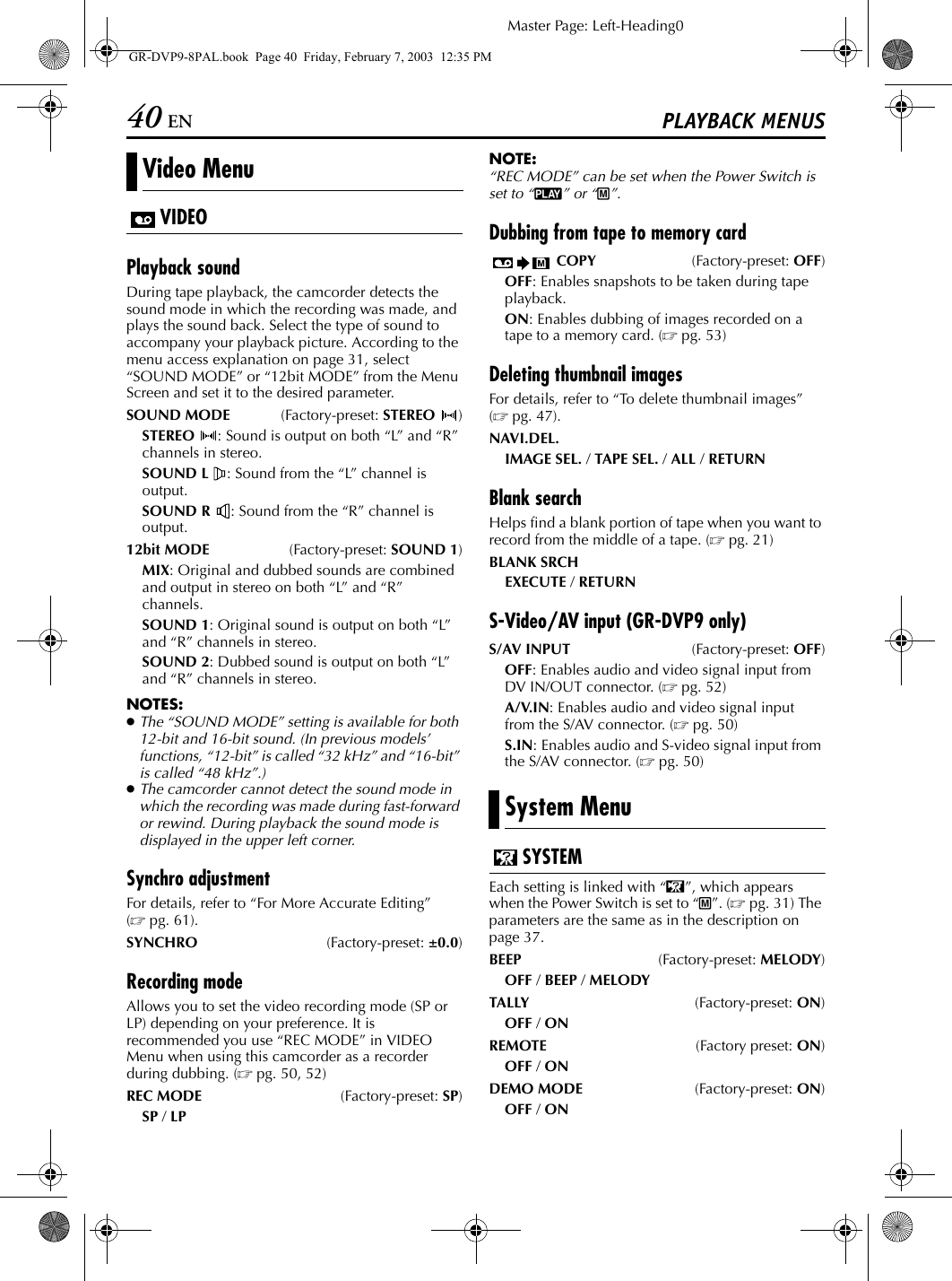 Jvc Gr Dvp8ek Dvp9 8pal User Manual Dvp8ek Dvp9ek Dvx9ek Lyt1093 001a