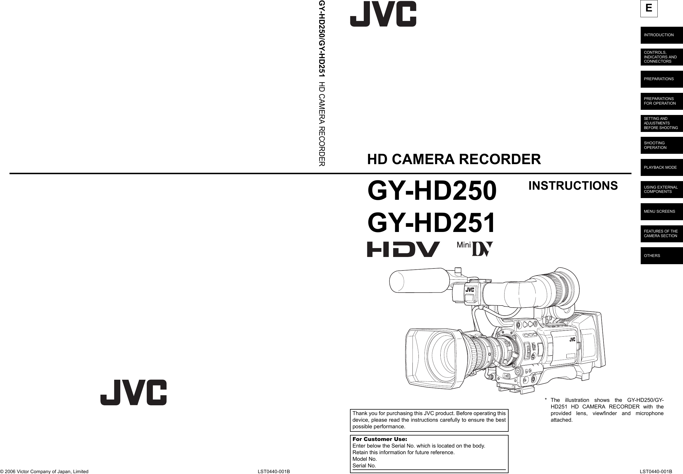 JVC GY HD250/251 H250 User Manual LST0440 001B H