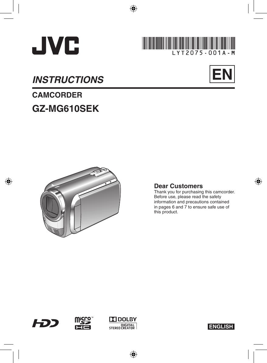 Jvc Gz Mg610sek M9e3 User Manual Lyt75 001a M