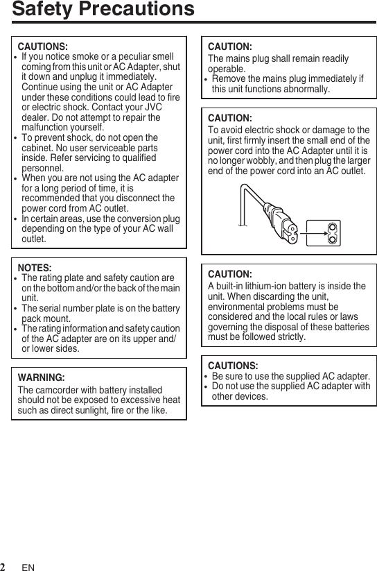 Page 2 of 8 - JVC GZ-R10BAA GZ-R10 [AA] User Manual GZ-R10BAA, GZ-R10RAA LYT2693-001A-M