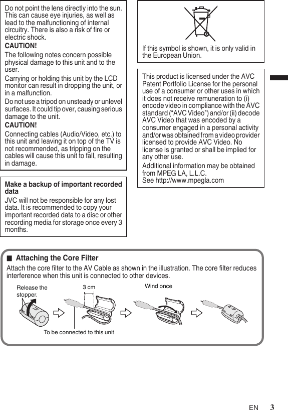 Page 3 of 8 - JVC GZ-R10BAA GZ-R10 [AA] User Manual GZ-R10BAA, GZ-R10RAA LYT2693-001A-M