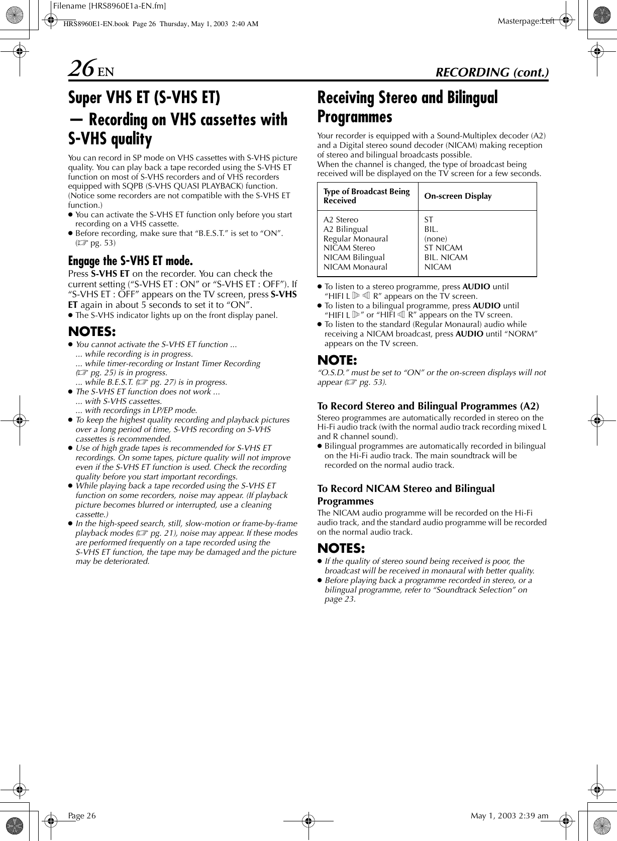 Jvc Hr S60ex Hrs60e1 En User Manual Lpt0754 001b