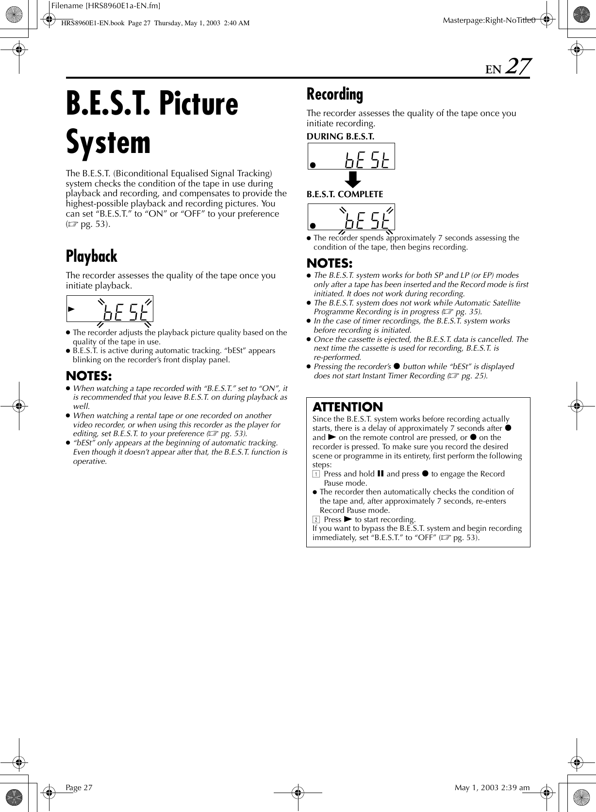 Jvc Hr S60ex Hrs60e1 En User Manual Lpt0754 001b