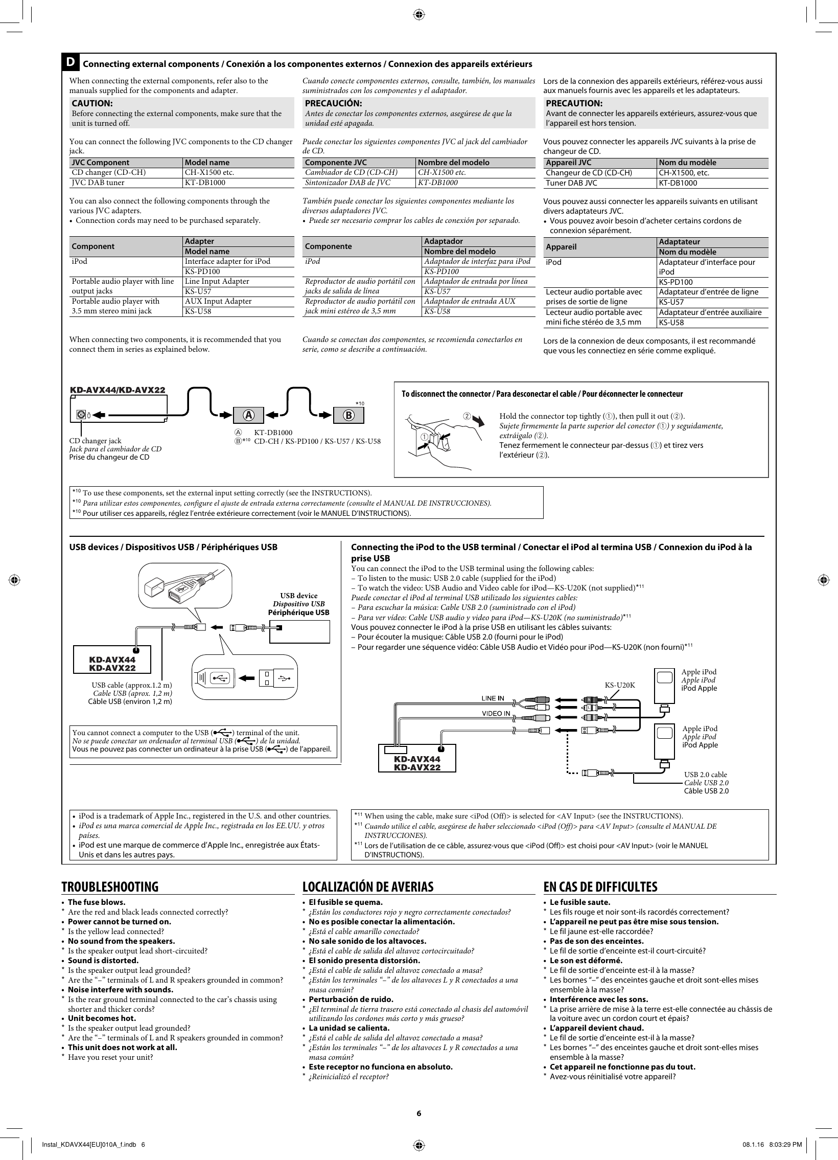 JVC KD AVX22EU AVX44/KD AVX22 User Manual AVX22EU, AVX44EU LVT1797 010A