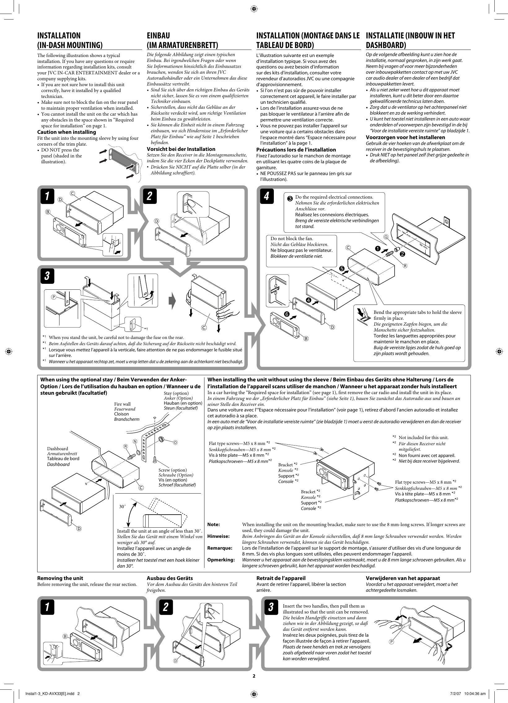 Page 2 of 6 - JVC KD-AVX33E Instal1-3_KD-AVX33[E] User Manual LVT1659-004A