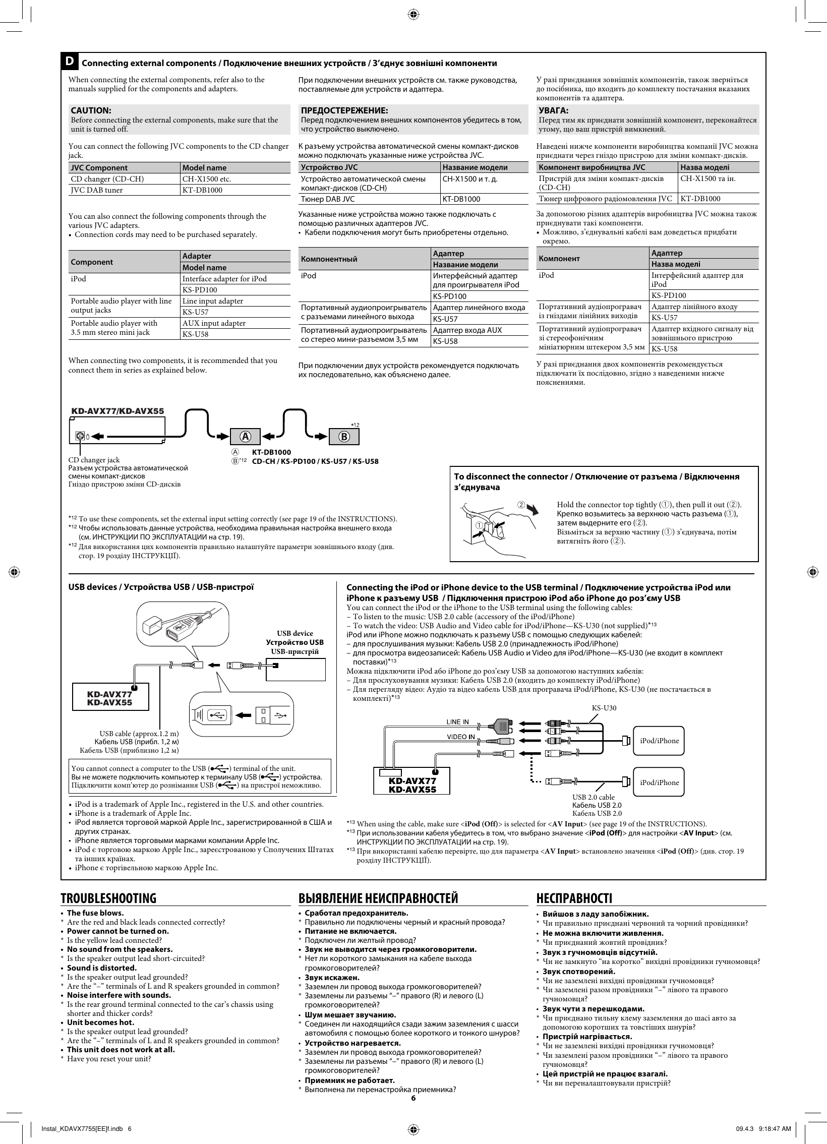 Page 6 of 6 - JVC KD-AVX55EE KD-AVX77/KD-AVX55 User Manual KD-AVX55EE, KD-AVX77EE LVT1938-011A