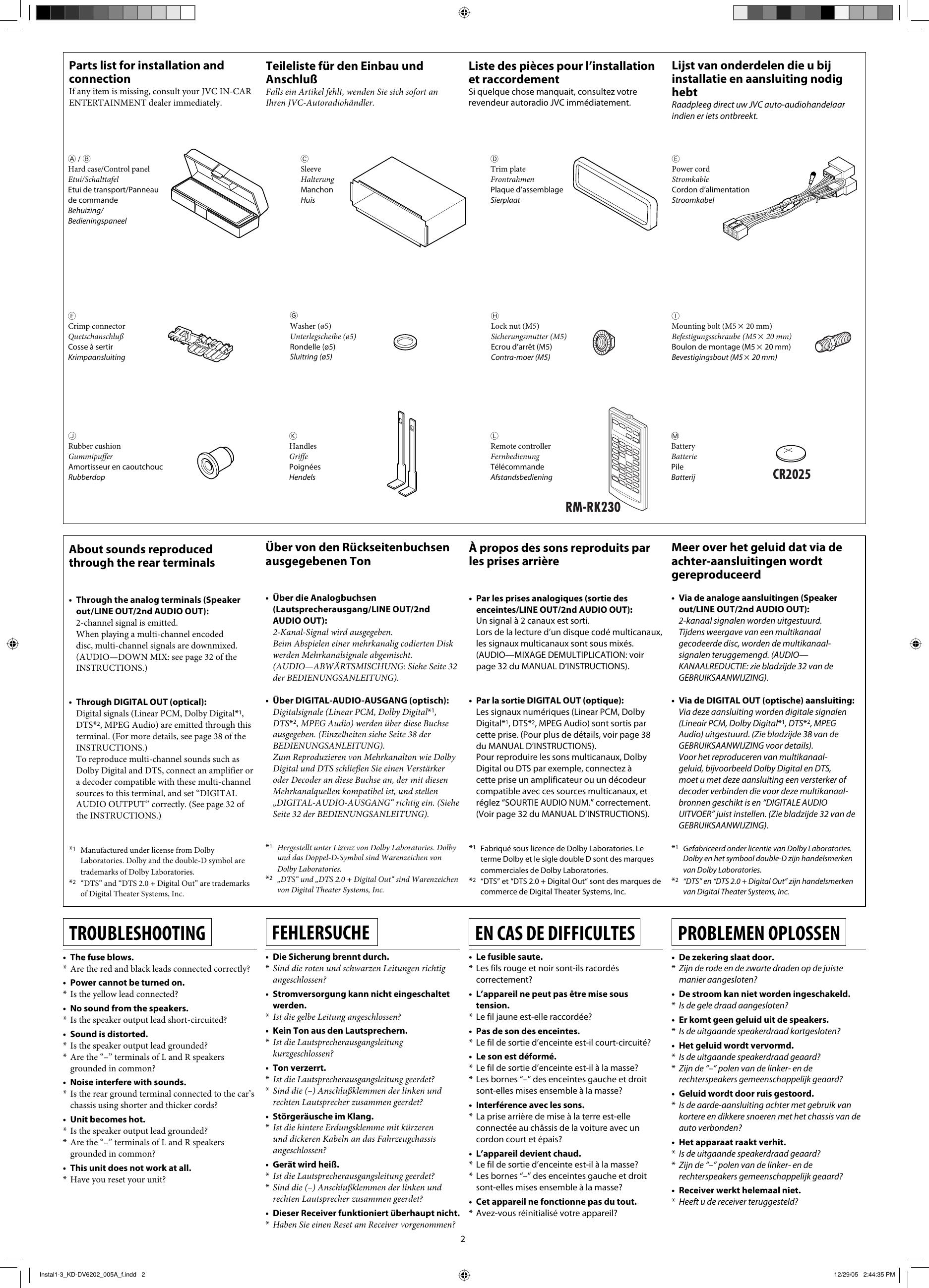 Page 2 of 6 - JVC KD-DV6201E Instal1-3_KD-DV6202_005A_f User Manual KD-DV6201E, KD-DV6202E GET0378-005A