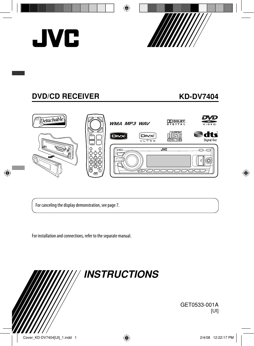 JVC KD DV7404UI Cover_KD DV7404[UI]_1 User Manual GET0533 001A