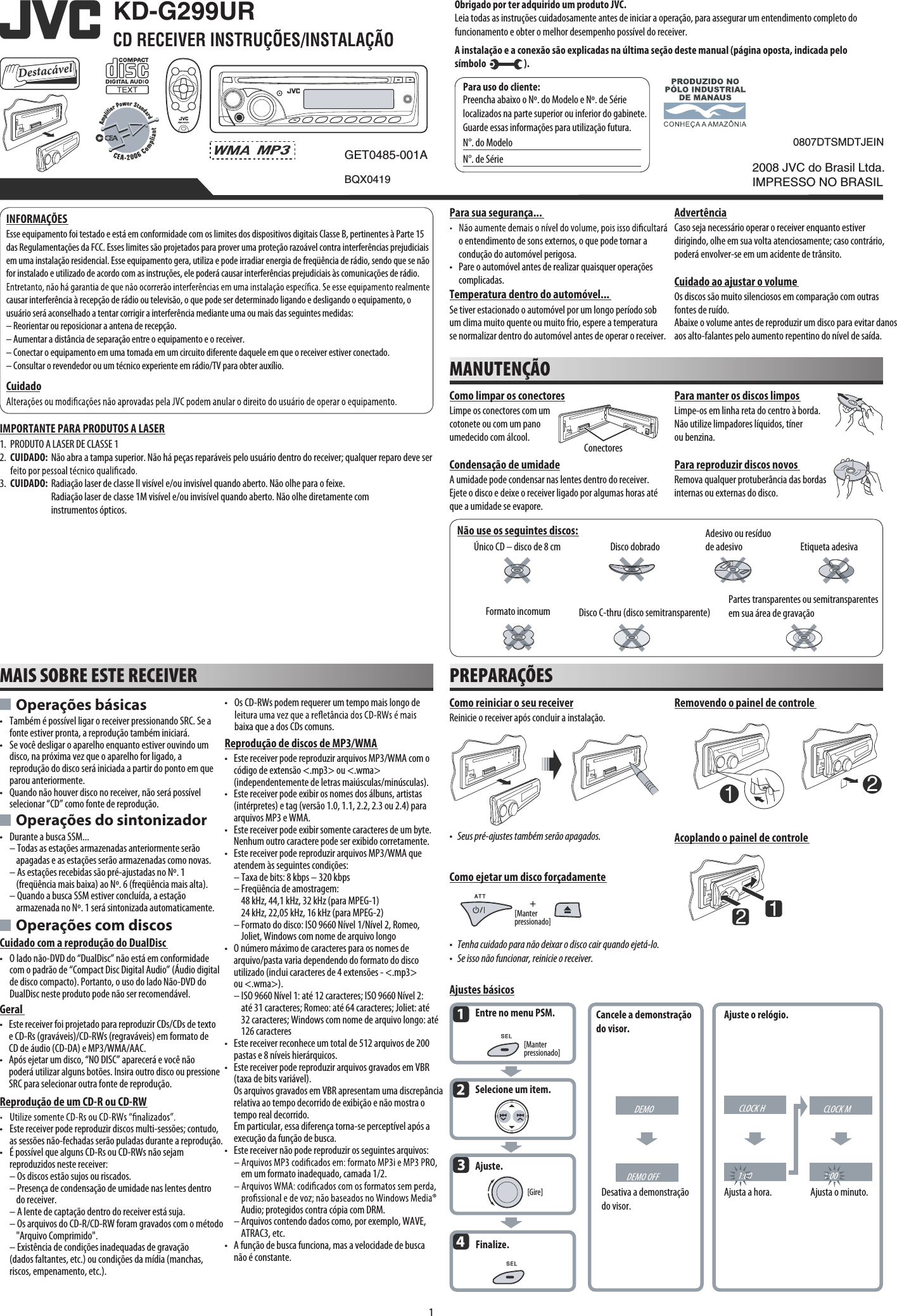 Page 1 of 4 - JVC KD-G299 KD-G240 Pag1 User Manual GET0485-001A BQX0419