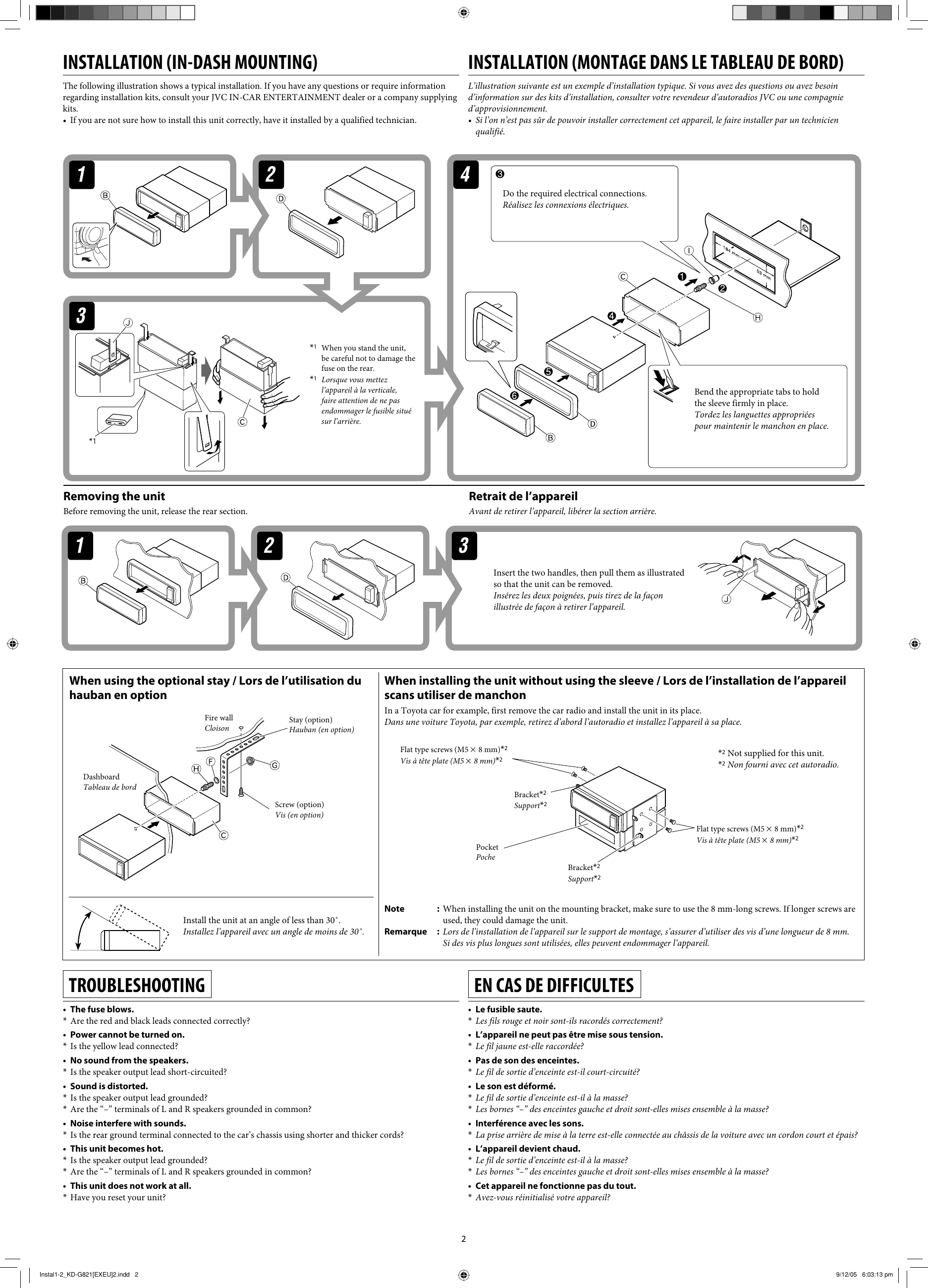 Page 2 of 4 - JVC KD-G821EX/EU Installation KD-G821[EXEU] 2nd  User Manual GET0362-010A