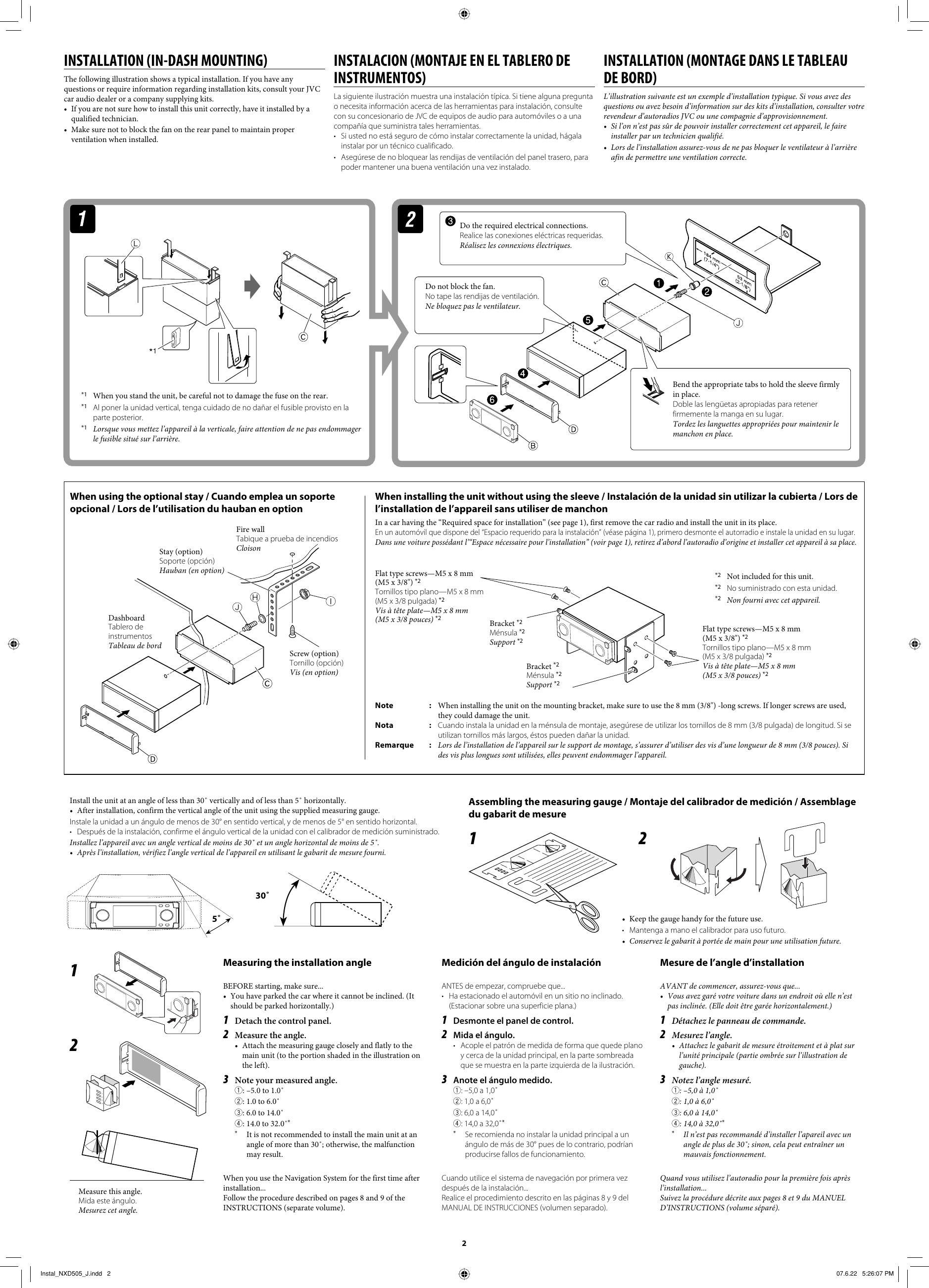 Page 2 of 6 - JVC KD-NXD505J KD-NXD505[J]Installation Manual User LVT1774-002A