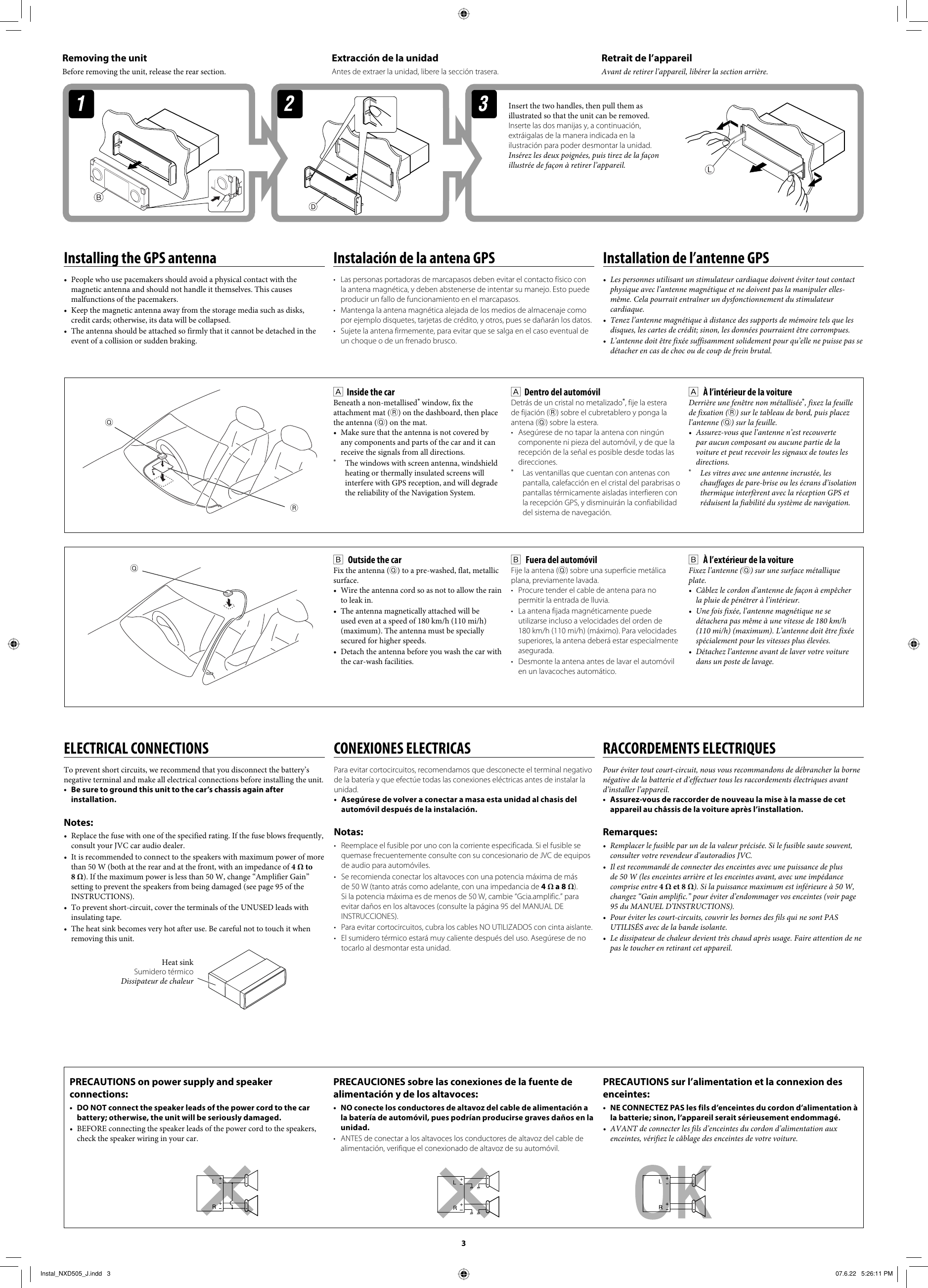 Page 3 of 6 - JVC KD-NXD505J KD-NXD505[J]Installation Manual User LVT1774-002A