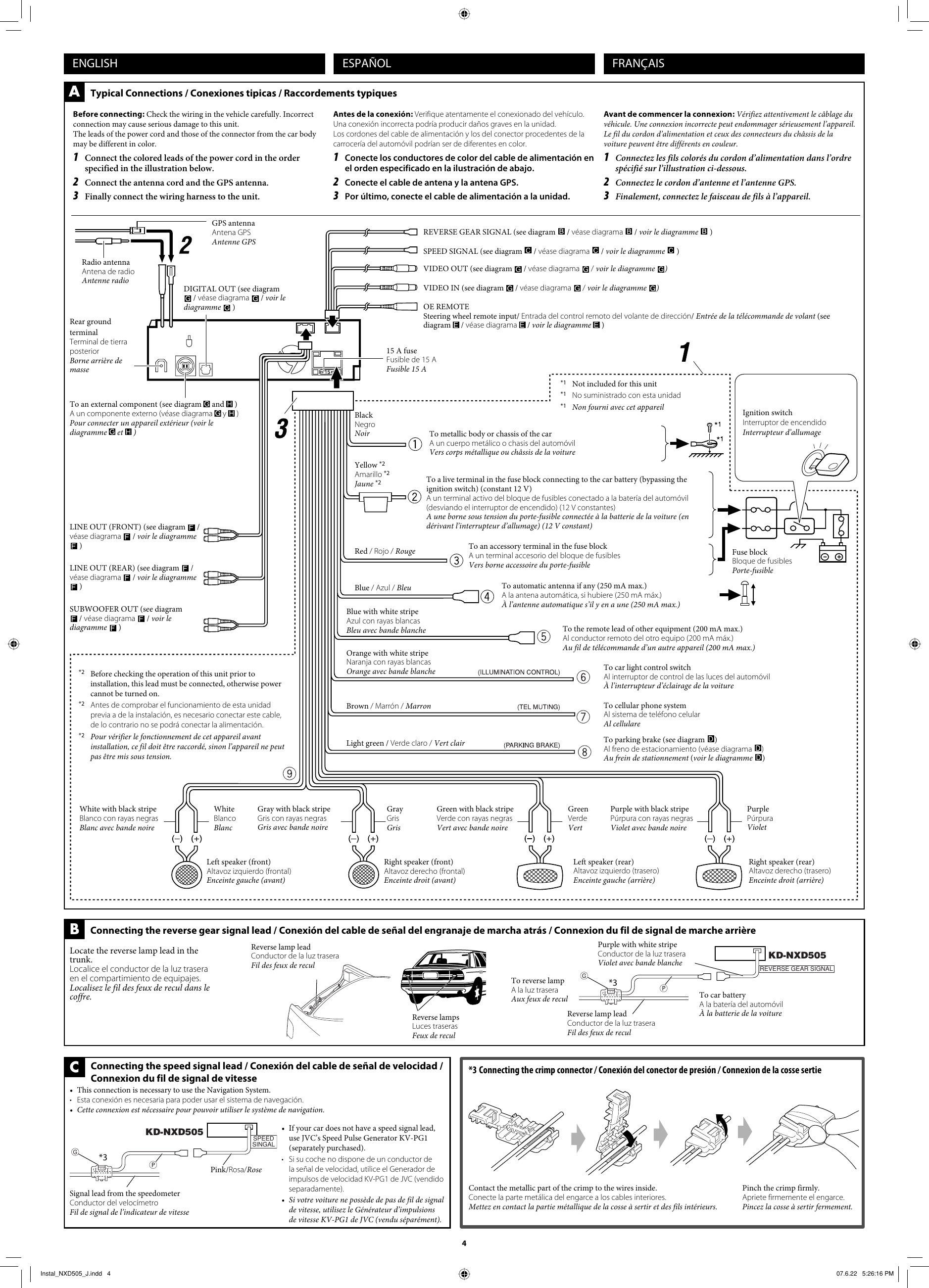 Page 4 of 6 - JVC KD-NXD505J KD-NXD505[J]Installation Manual User LVT1774-002A