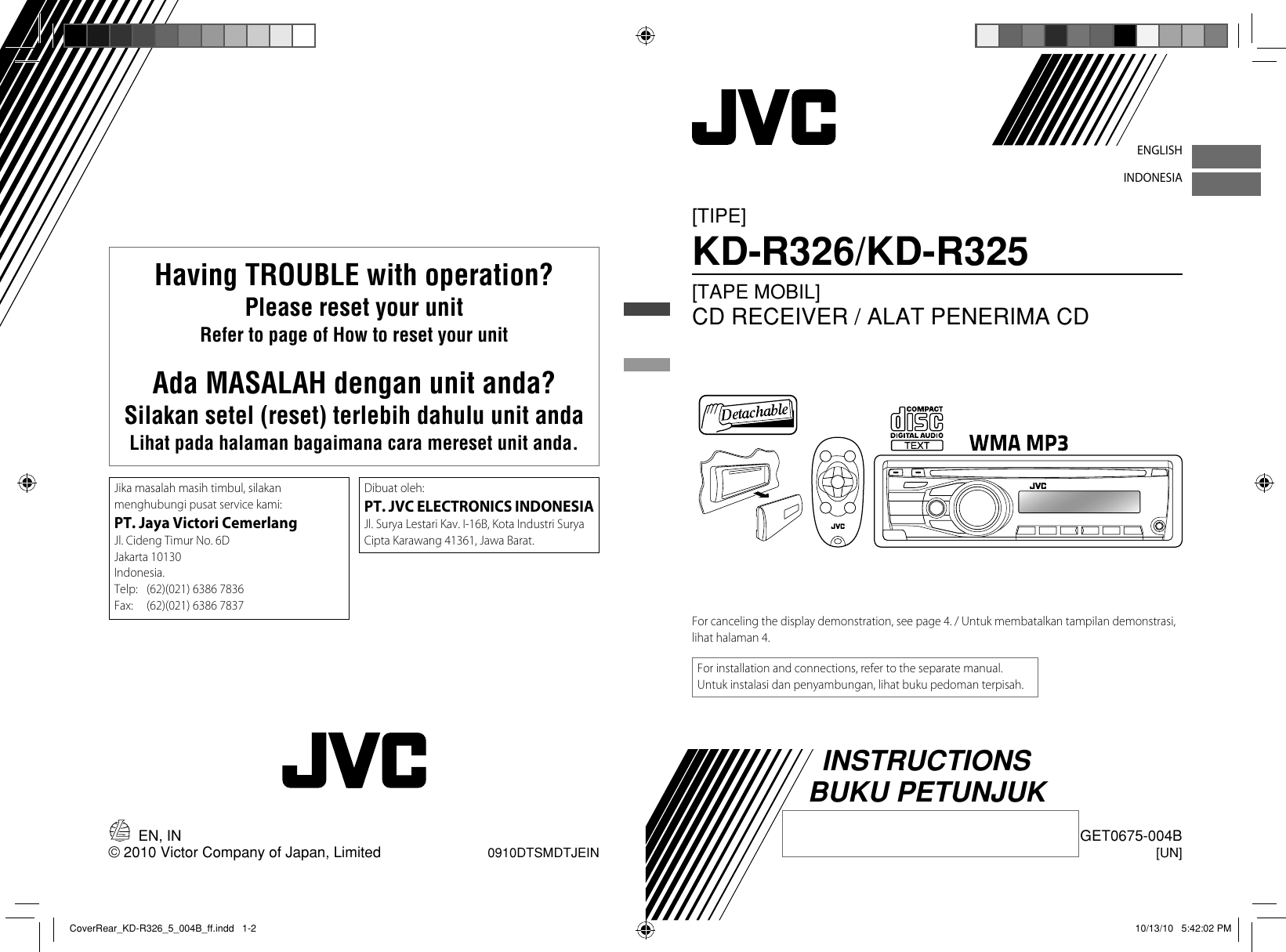 JVC KD R325UN CoverRear_KD R326_004A_f User Manual R325UN, R326UN 