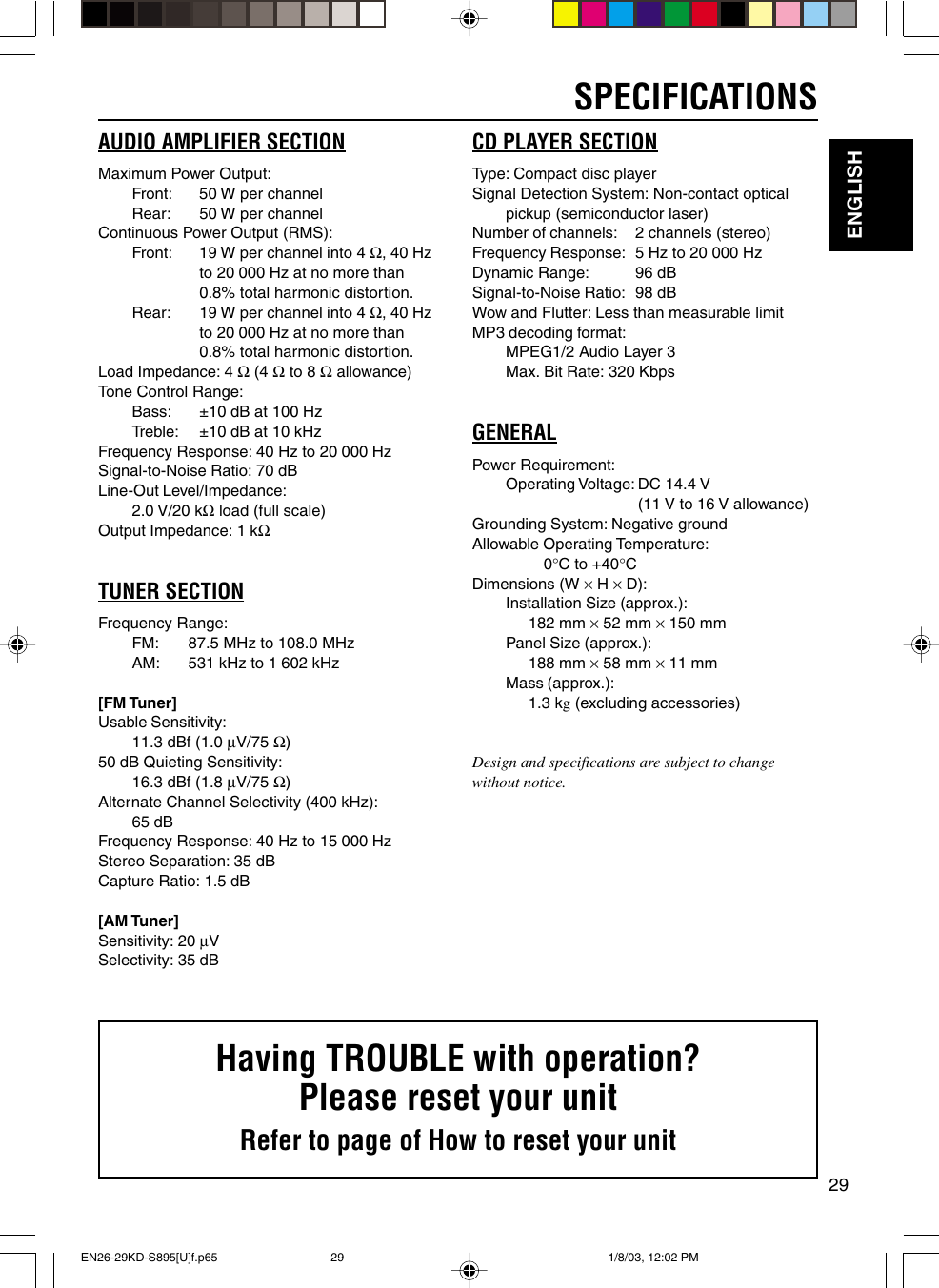 Jvc Kd S5 S5 U User Manual Get0134 001a