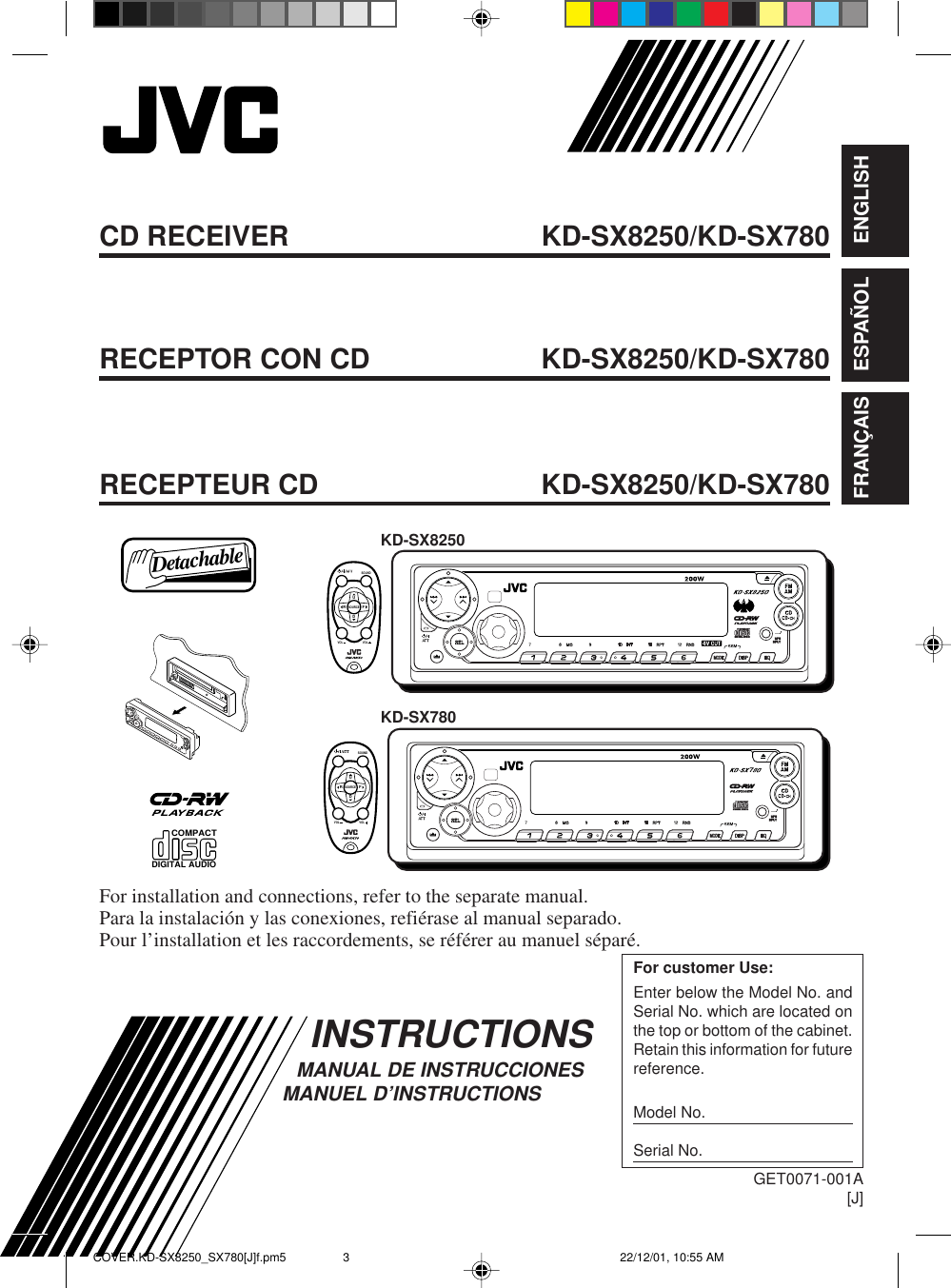 Jvc Kd Sx780 Sx8250 User Manual