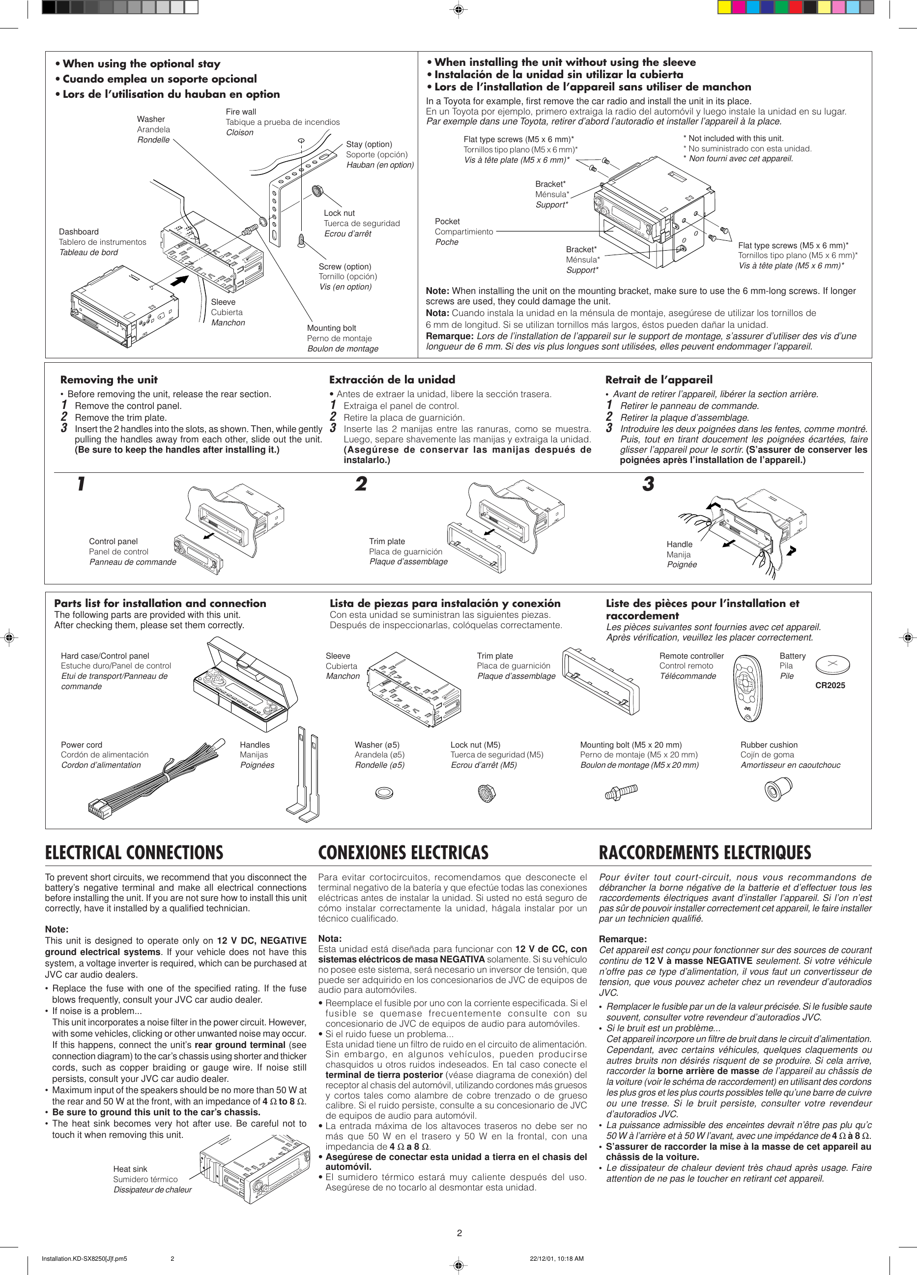Page 2 of 4 - JVC KD-SX980 KD-SX980/KD-SX8250/KD-SX780 User Manual GET0071-002A