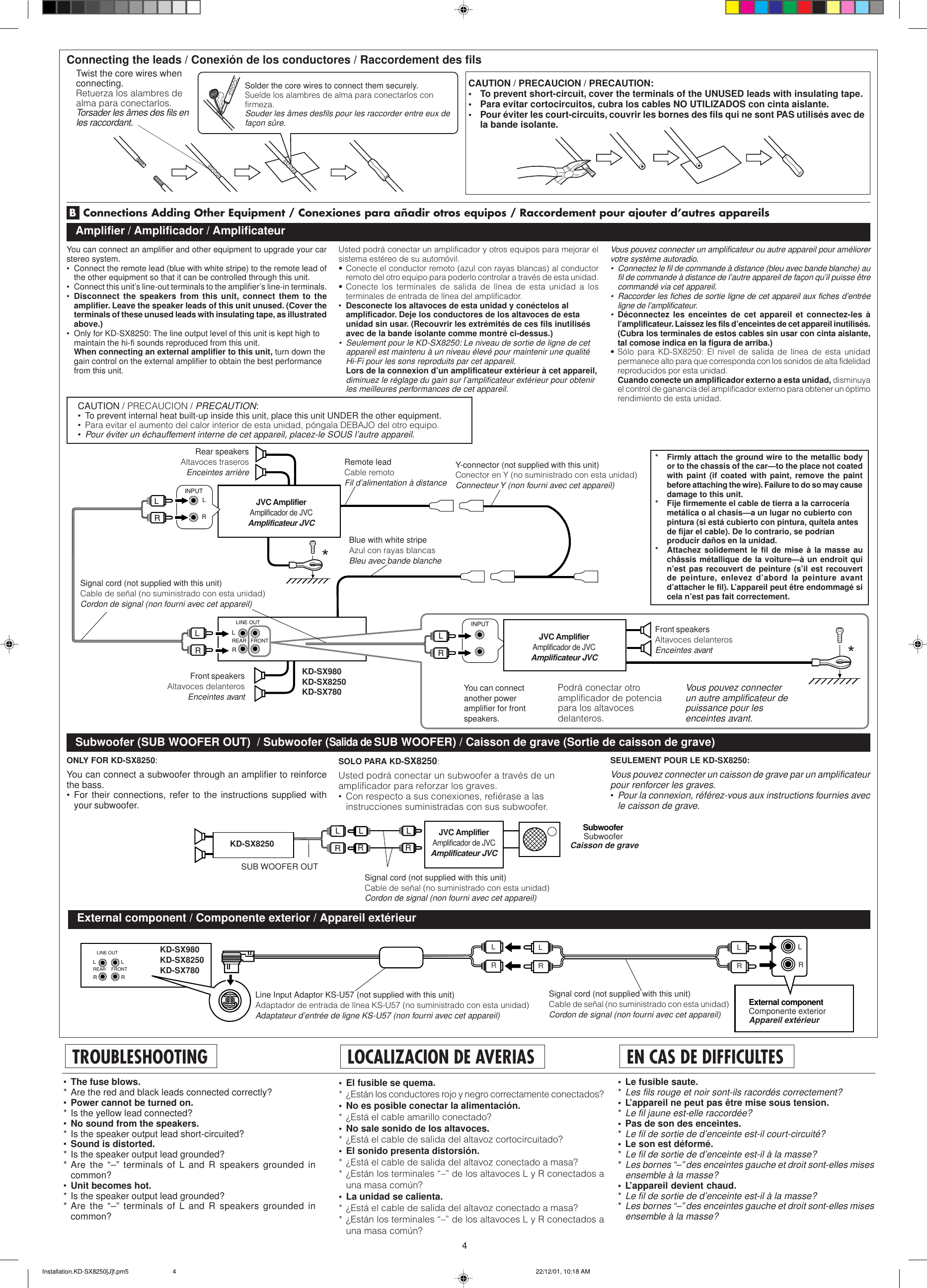 Page 4 of 4 - JVC KD-SX980 KD-SX980/KD-SX8250/KD-SX780 User Manual GET0071-002A