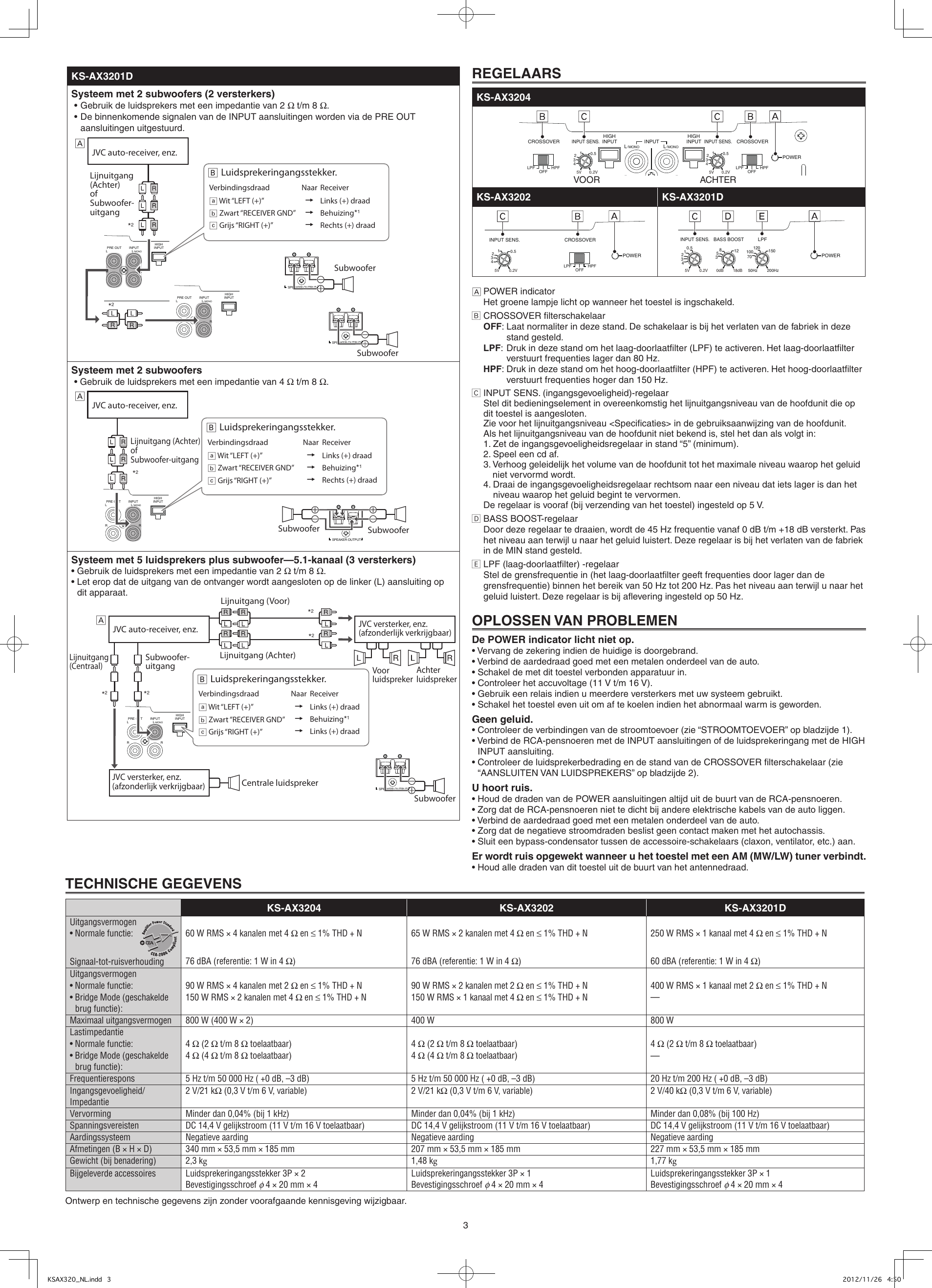 Page 3 of 6 - JVC KS-AX3201DK User Manual KS-AX3201DK, KS-AX3202K, KS-AX3204K LVT2437-003A
