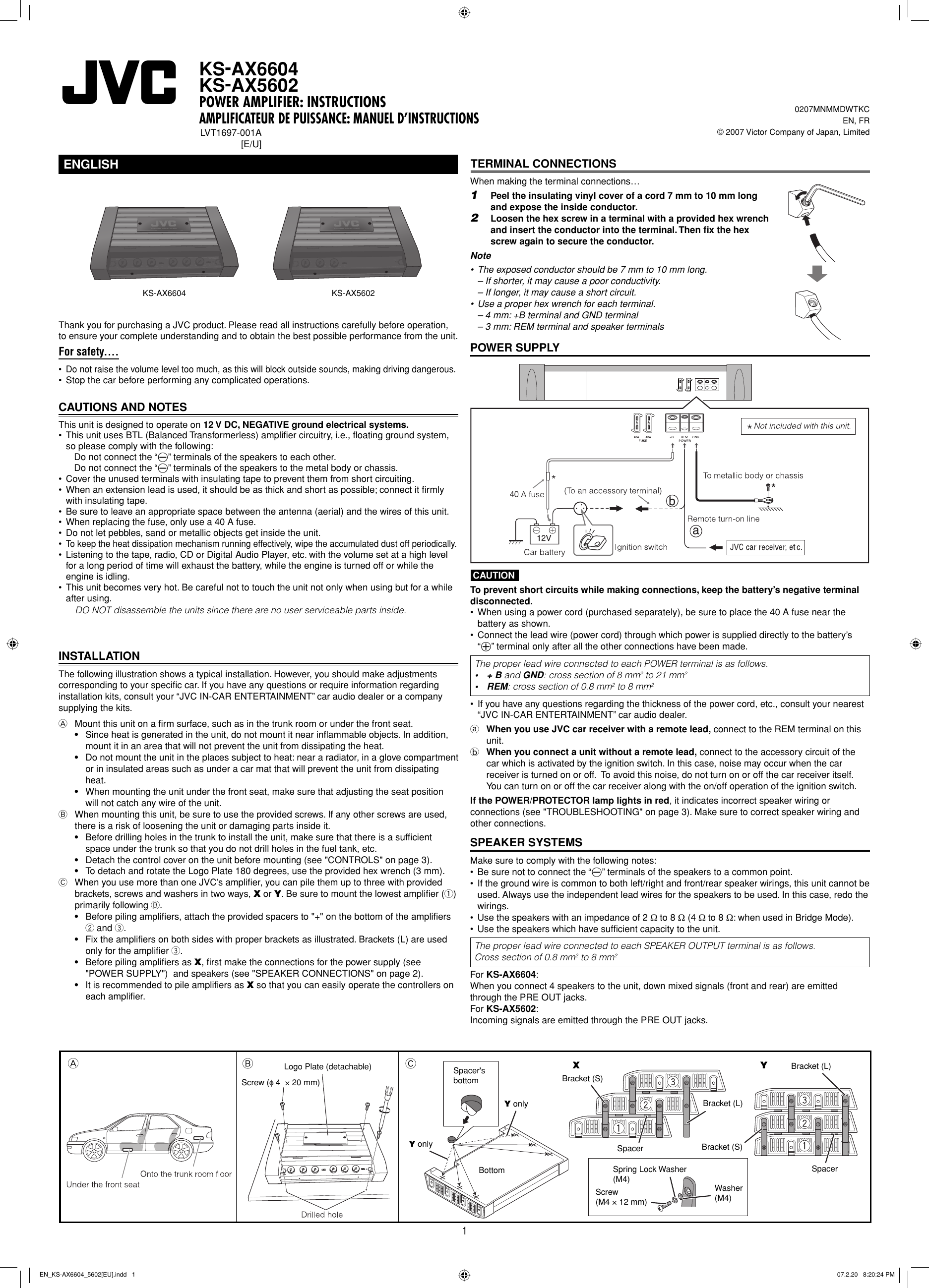 Page 1 of 6 - JVC KS-AX5602E/U EN_KS-AX6604_5602[EU] User Manual KS-AX5602E/U, KS-AX6604E/U LVT1697-001A