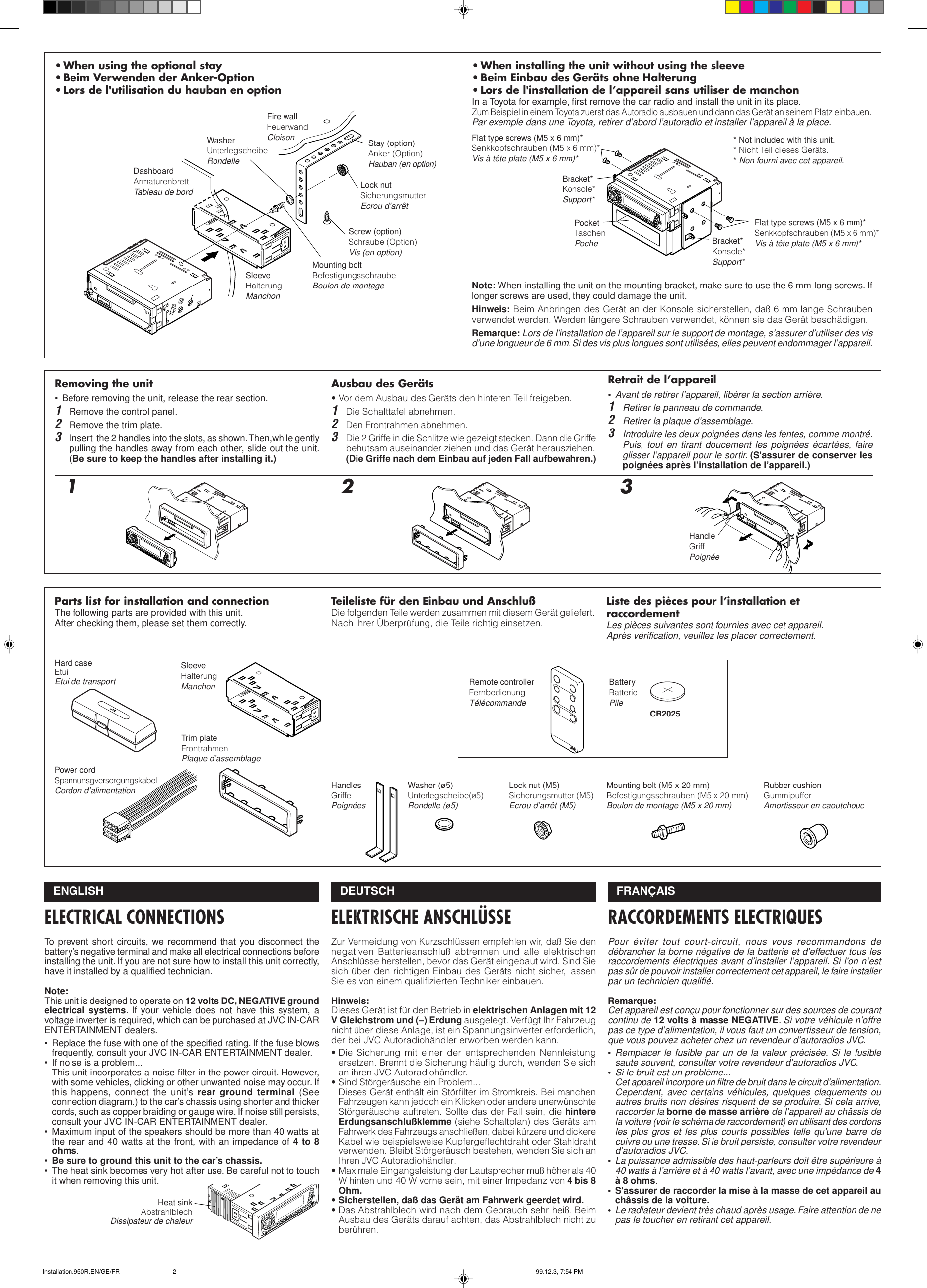 Page 2 of 4 - JVC KS-FX950R User Manual FSUN3124-T211