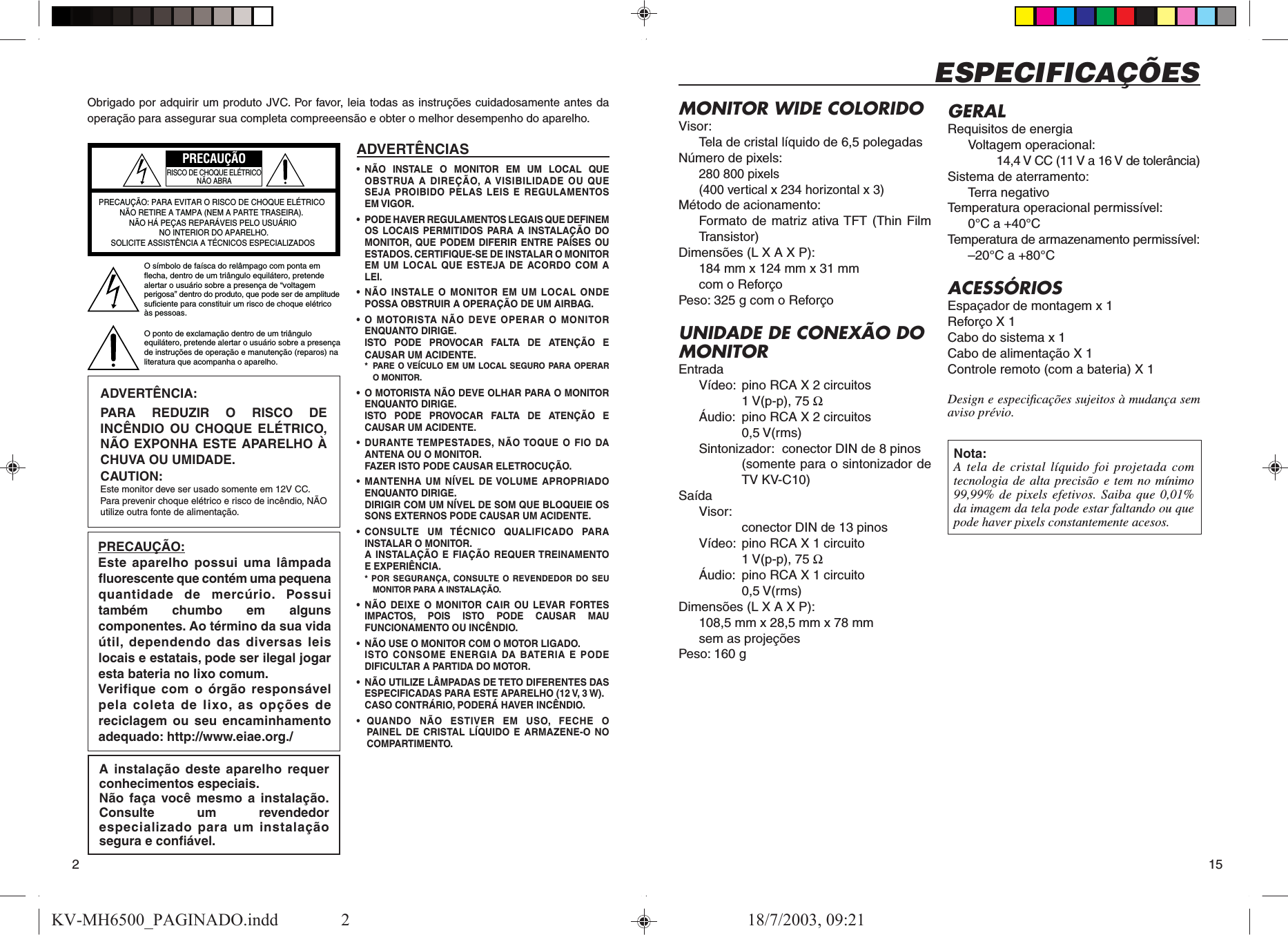 Page 2 of 8 - JVC KV-MH6500 KV-MH6500_PAGINADO User Manual INST
