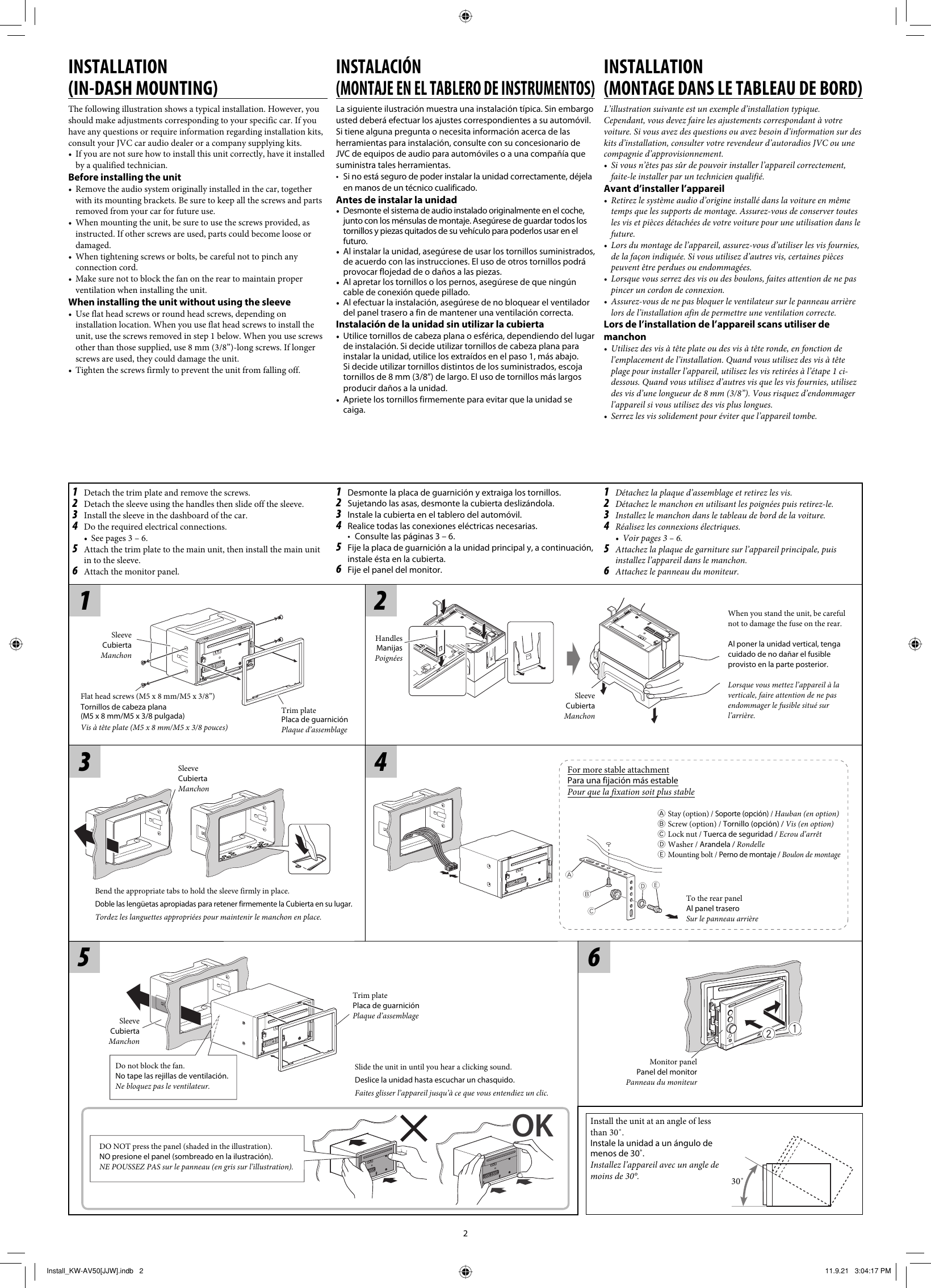 Page 2 of 6 - JVC KW-AV50J KW-AV58/KW-AV50[J/JW] User Manual KW-AV50J, KW-AV58J LVT2285-002A