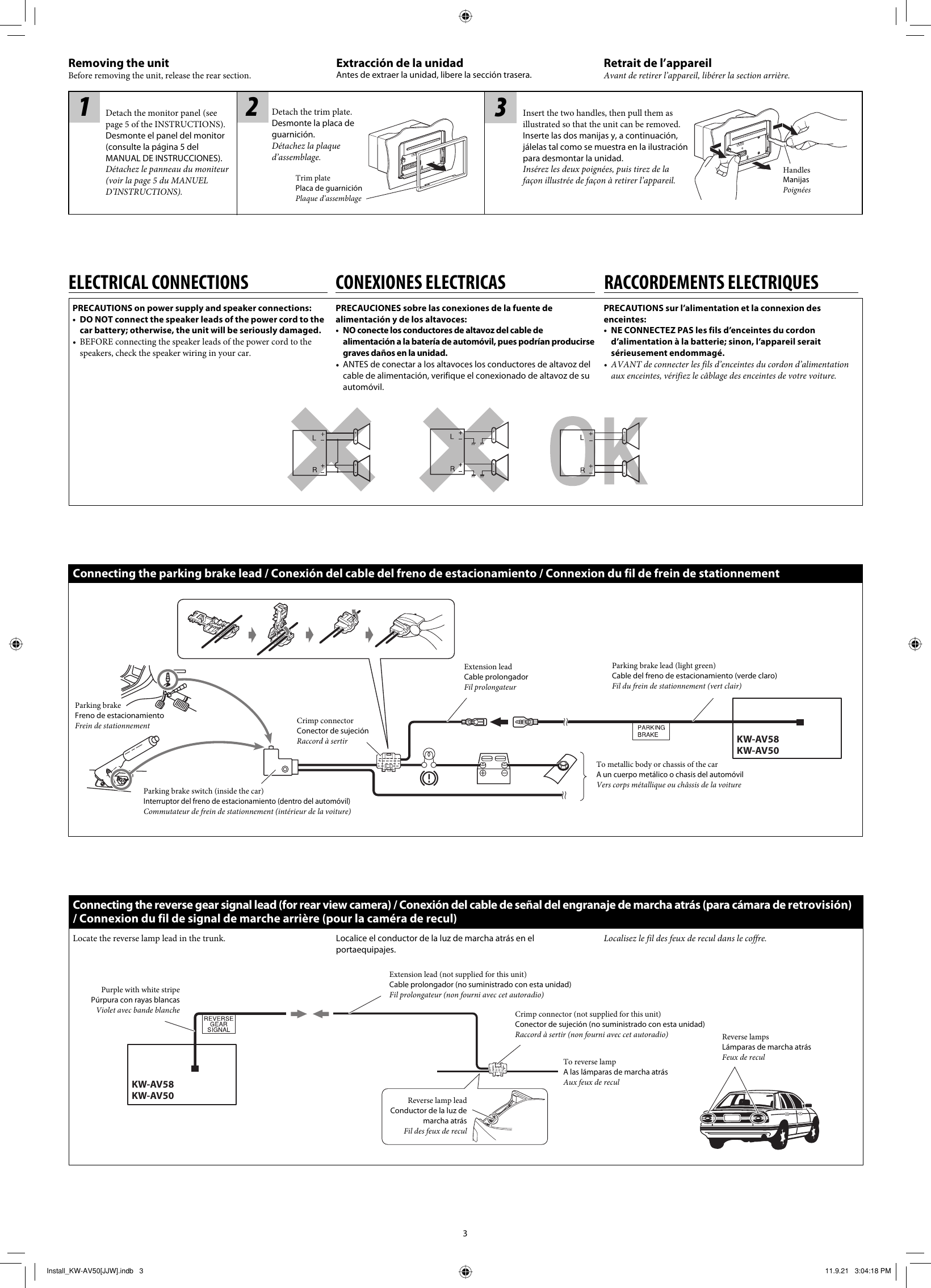 Page 3 of 6 - JVC KW-AV50J KW-AV58/KW-AV50[J/JW] User Manual KW-AV50J, KW-AV58J LVT2285-002A