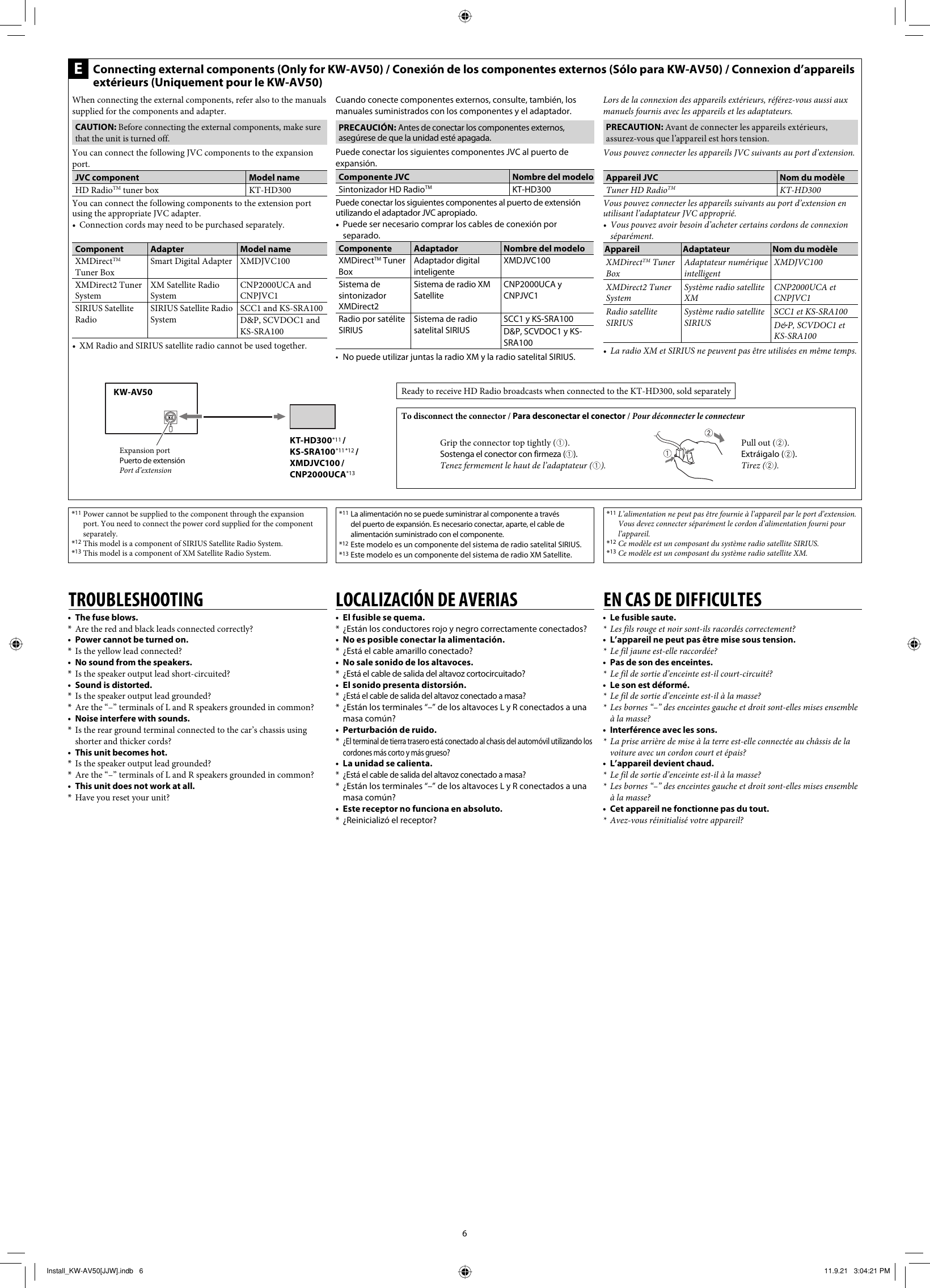 Page 6 of 6 - JVC KW-AV50J KW-AV58/KW-AV50[J/JW] User Manual KW-AV50J, KW-AV58J LVT2285-002A