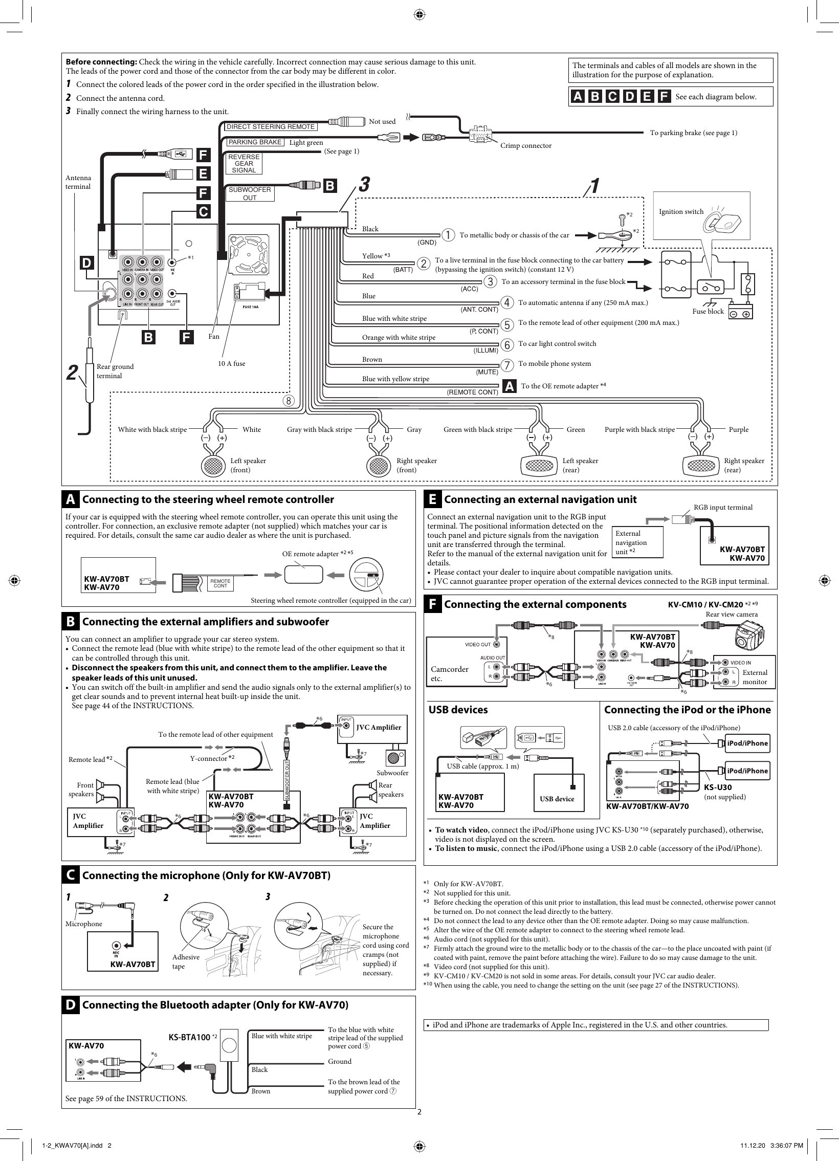 Page 2 of 2 - JVC KW-AV70A KW-AV70BT/KW-AV70[A] User Manual KW-AV70A, KW-AV70BTA LVT2305-002A
