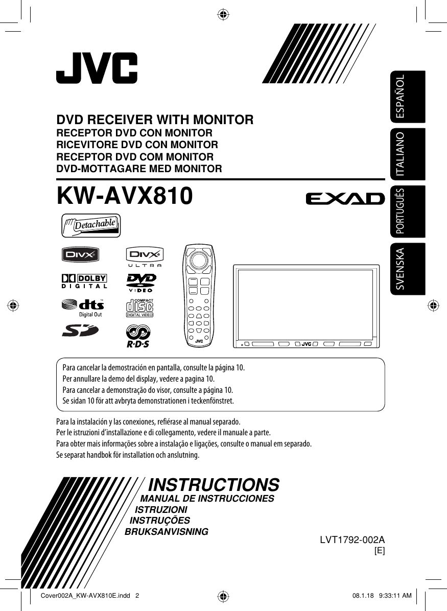 JVC KW AVX810E AVX810 [E] Instructions User Manual LVT1792