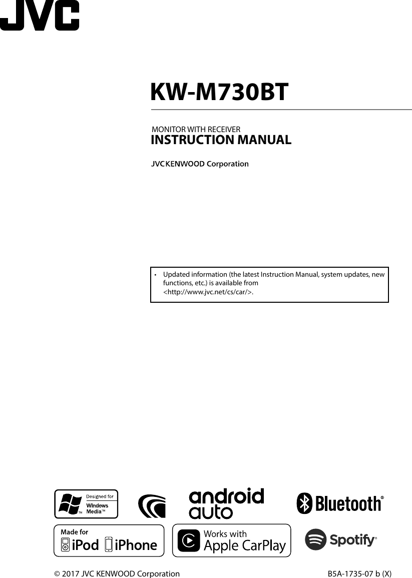Jvc Kw M730bt User Manual B5a 1735 07b Kwv X En