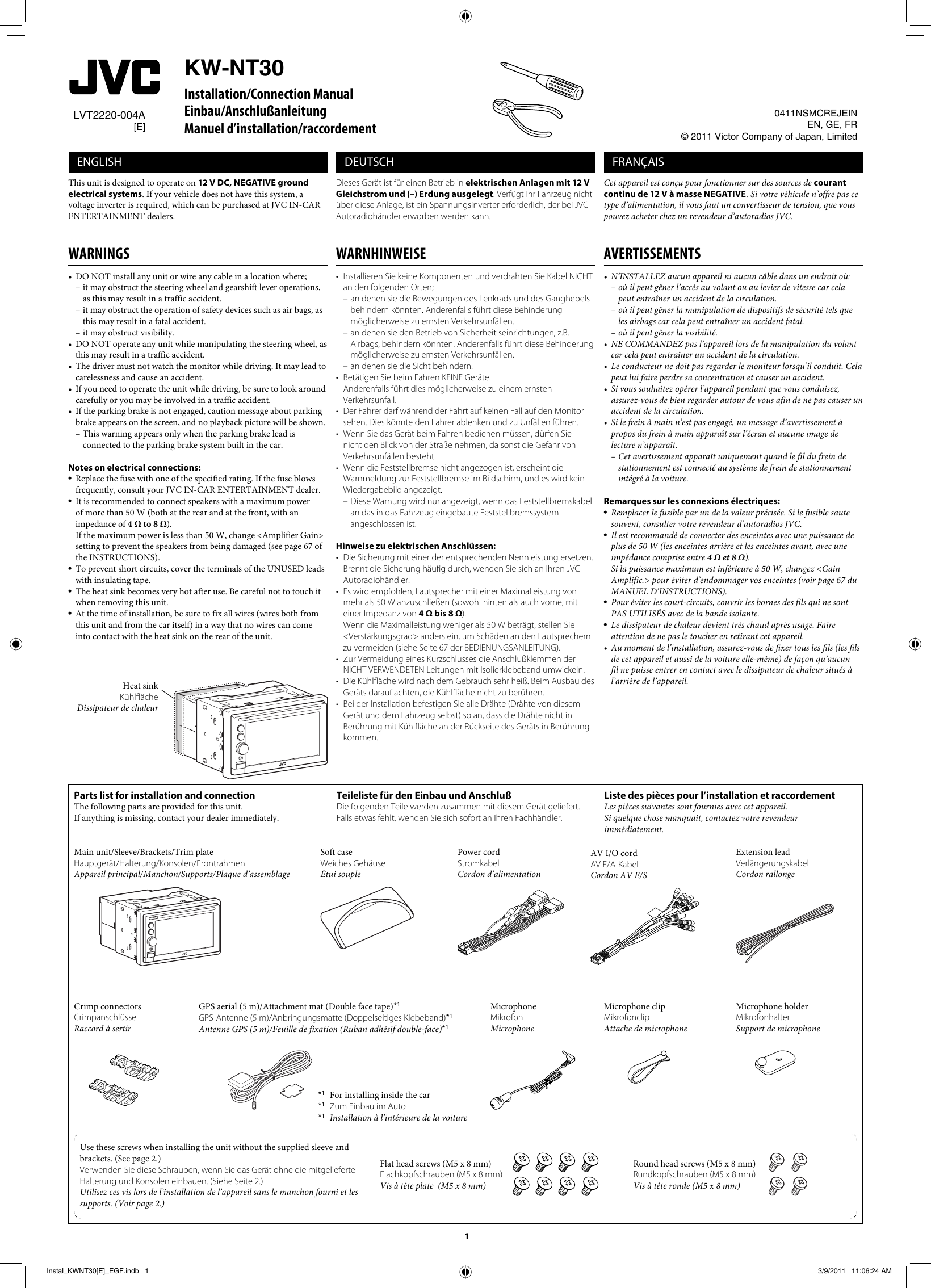 Page 1 of 6 - JVC KW-NT30E KW-NT30[E] User Manual LVT2220-004A